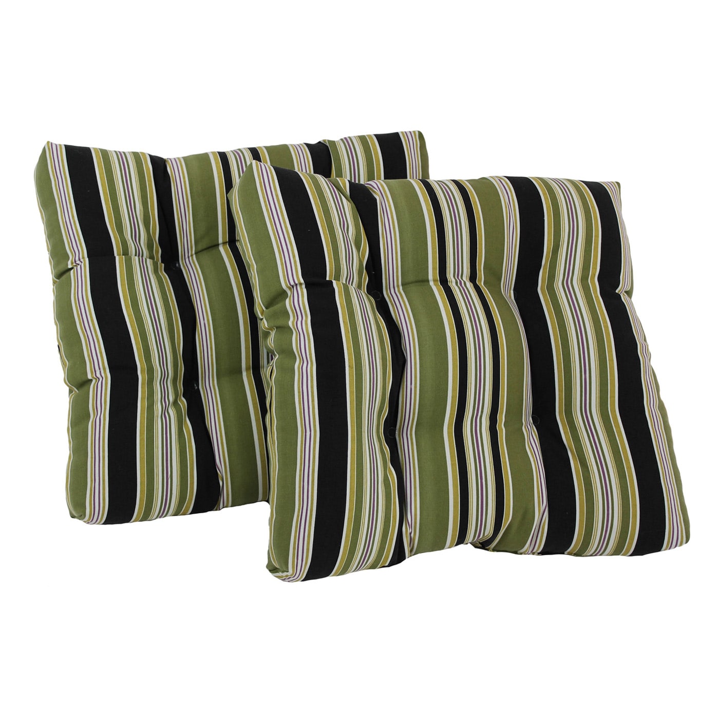 Sunnydaze Outdoor Square Tufted Seat Cushion - Neutral Stripes