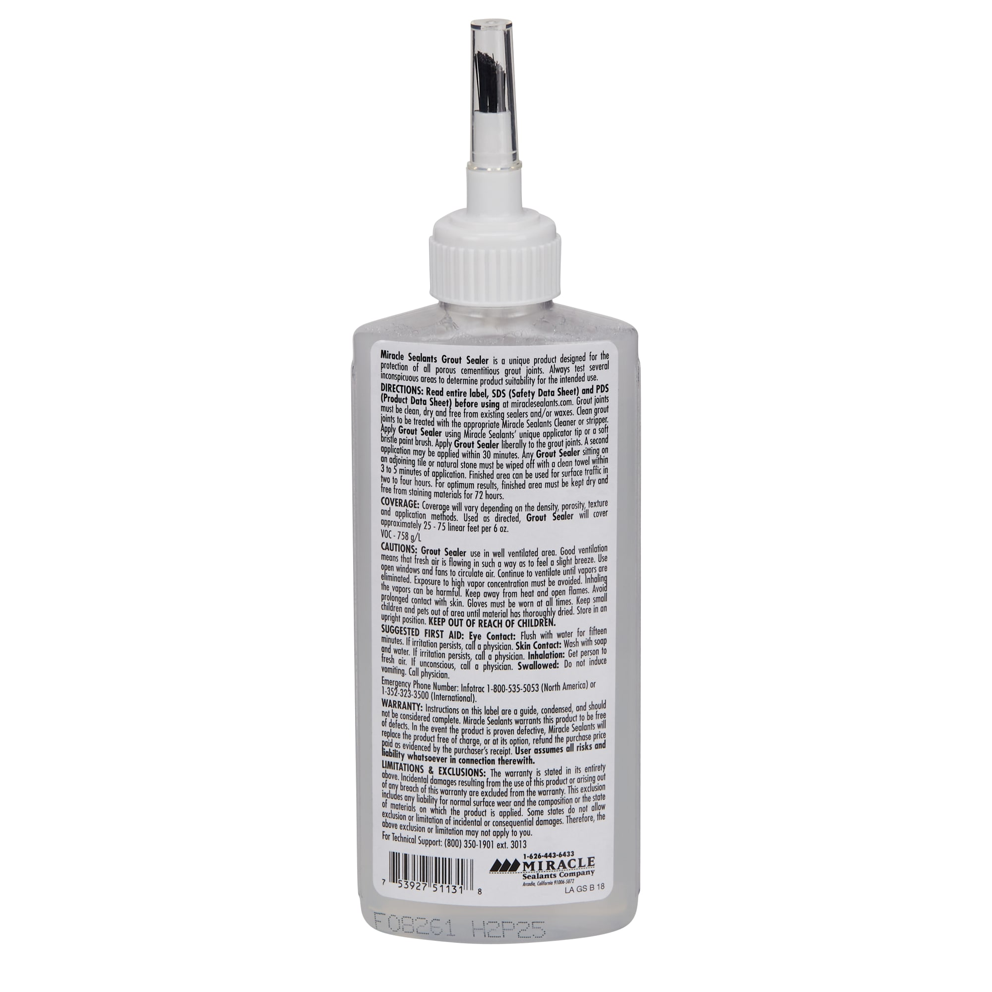 SuperiorBilt 85-061 Grout Sealer Plastic Bottle Brush Applicator Only Empty  Bottle Refillable – Carpets & More Direct