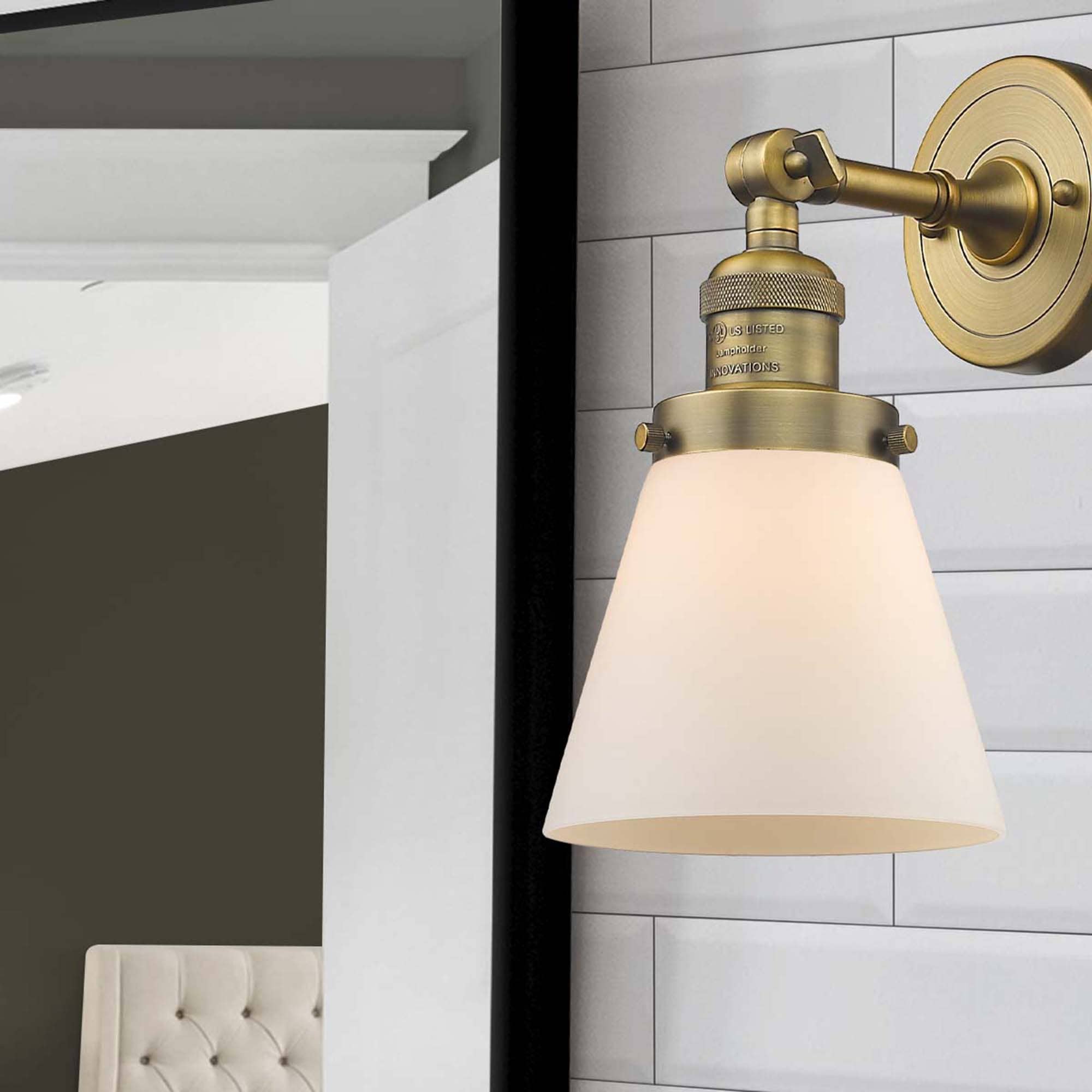 Innovations Lighting 203-BB-G61 Cone 6.25-in W 1 -Light Brushed Brass Industrial Wall Sconce