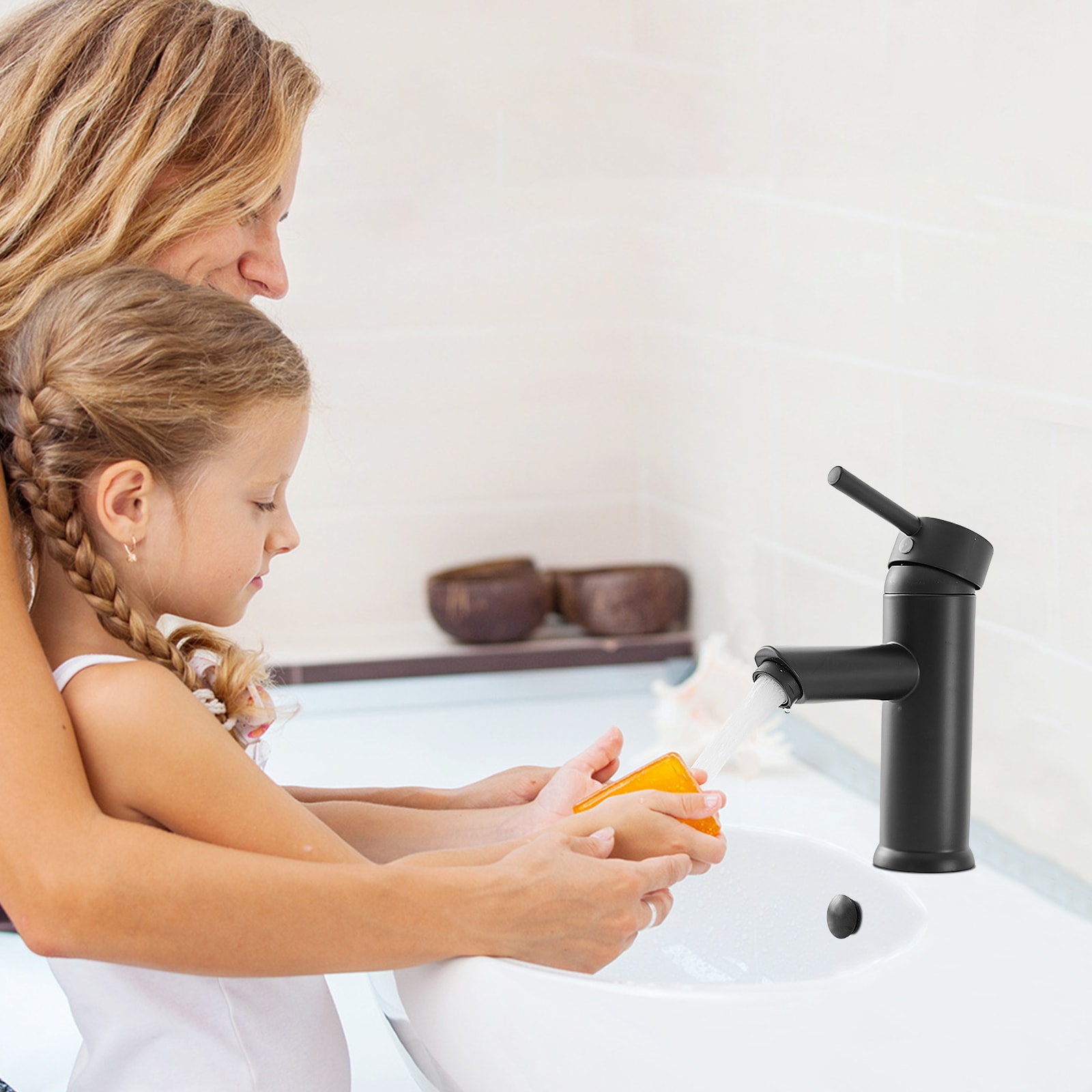 Matte Black Stainless Steel Single-Handle Bathroom Faucet