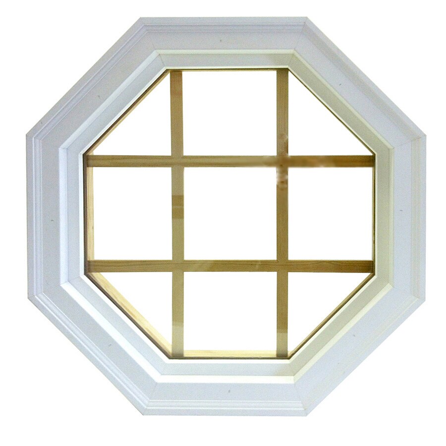 AWSCO VLBMOCTW24FSSB 24-in x 24-in x 4-9/16-in Jamb Octagon Paint Grade Vinyl Window Grid Included