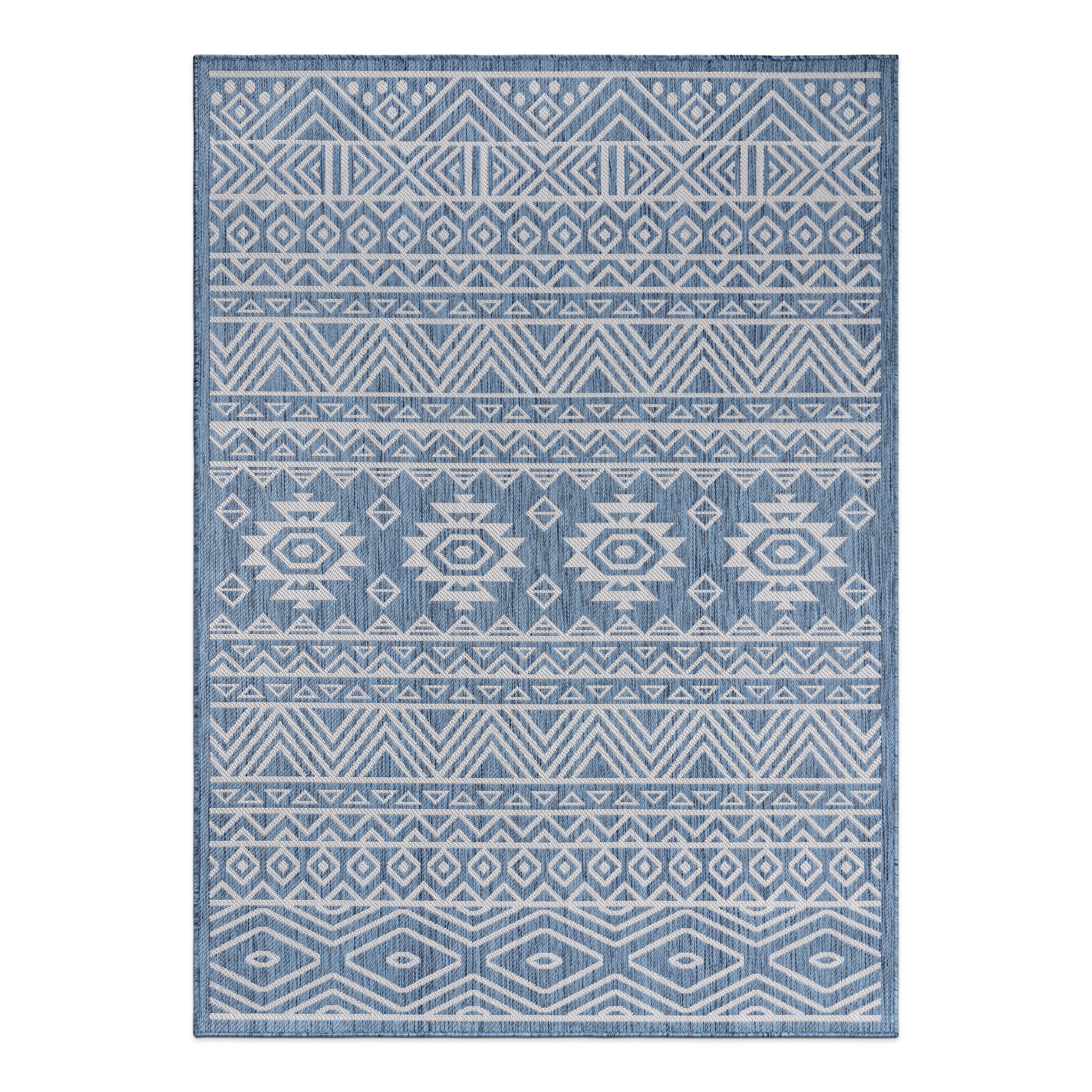 World Rug Gallery 124BLUE5X7 Summer 5 x 7 (ft) Loomed Polypropylene Blue Rectangular Indoor/Outdoor Geometric Global Area rug