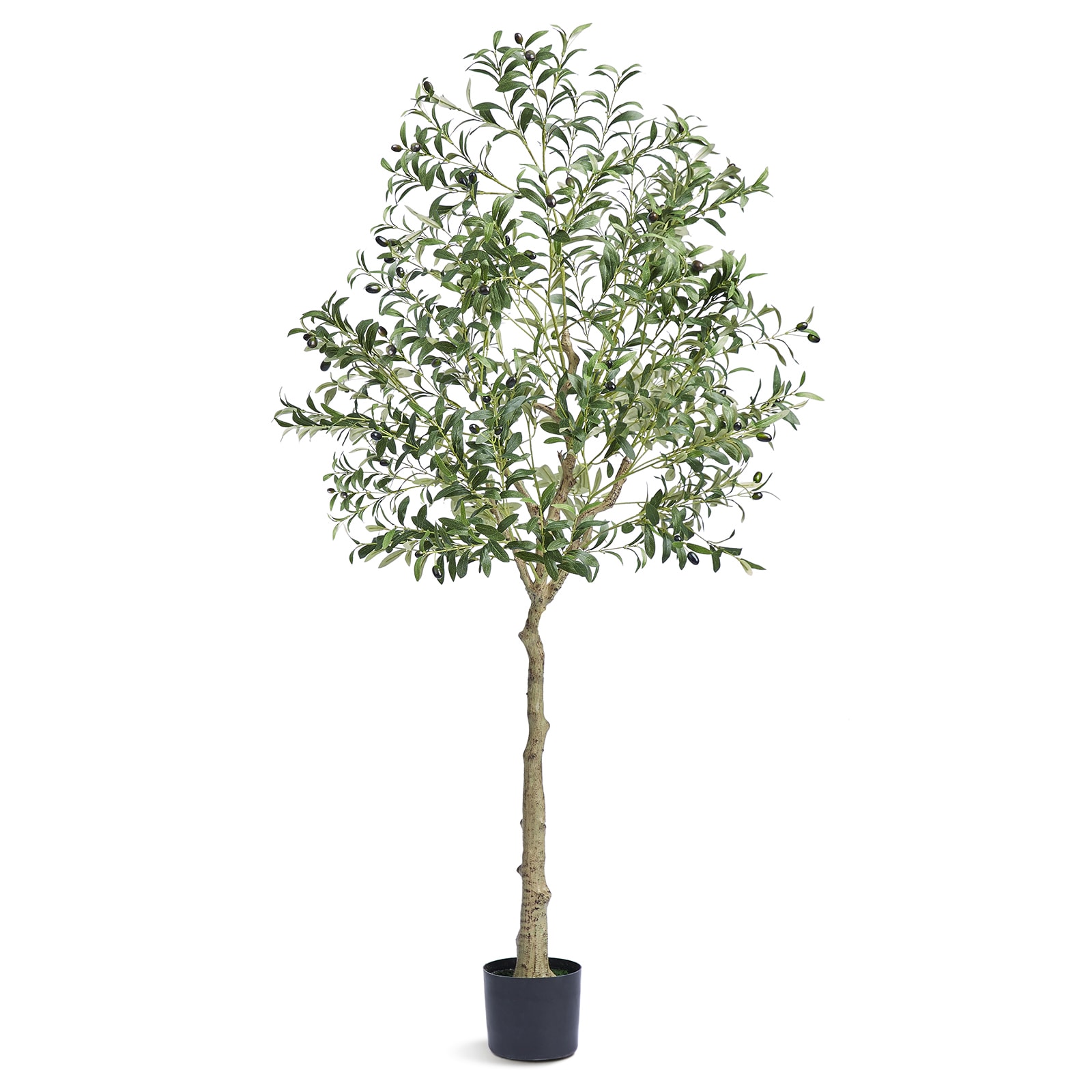 VEVOR SCRZS6FTGLS004188V0 Artificial Olive Tree  6 FT Tall Faux Plant  Secure PE Material and Anti-Tip Tilt Protection Low-Maintenance Plant  Lifelike Green Fake Potted Tree for Home Office Warehouse Decor Indoor Outdoor