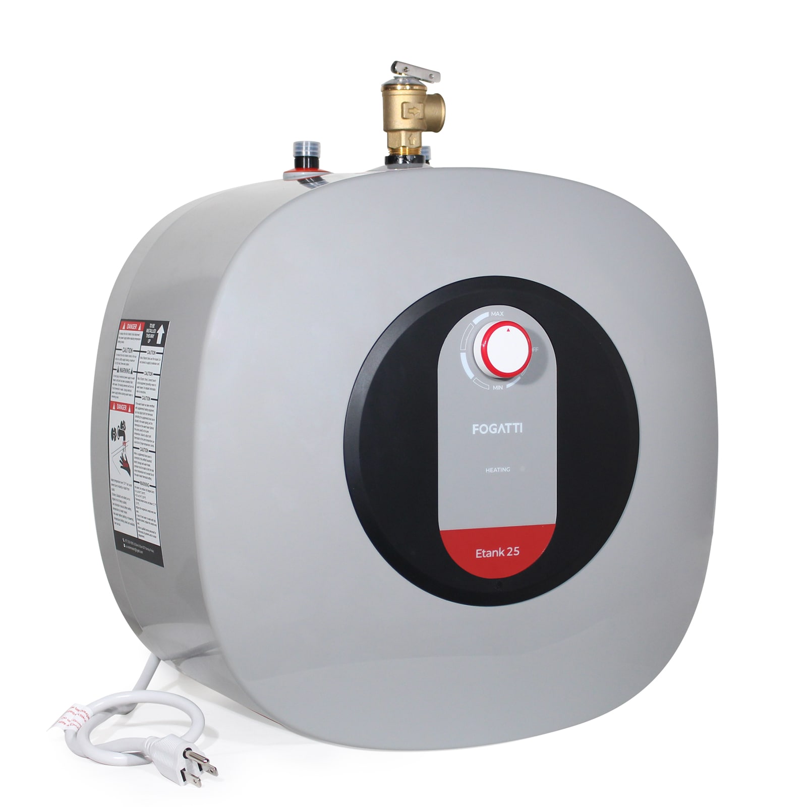 Fogatti FDES-ET25G Electric Mini-tank Water Heater, 2.5-Gallon Point Of Use For Instant Hot Water, 1440w, 120v- Shelf, Under Sink