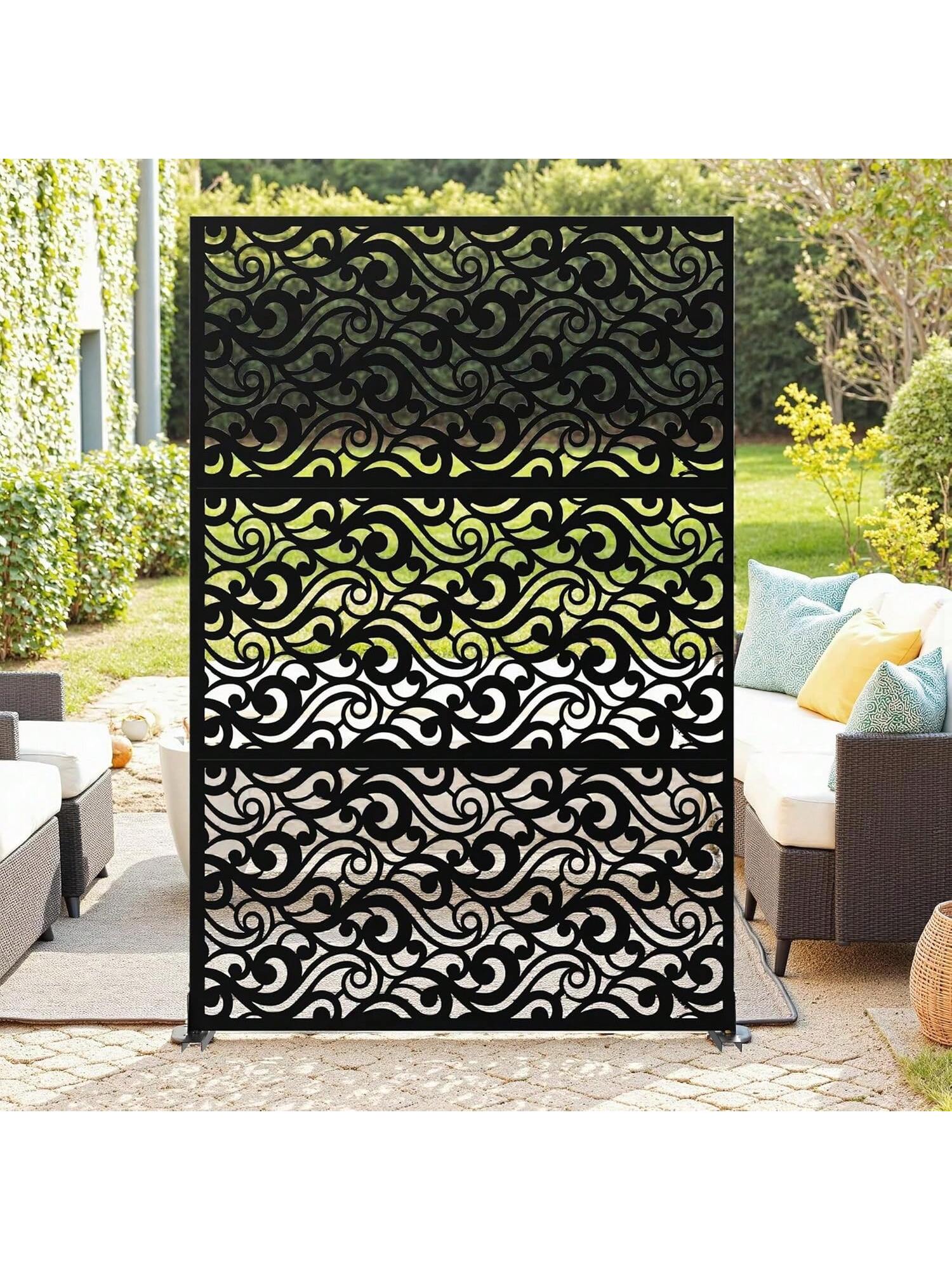 Qeetex Metal Privacy Screen 72 inch H X 47 inch W Outdoor Privacy ...