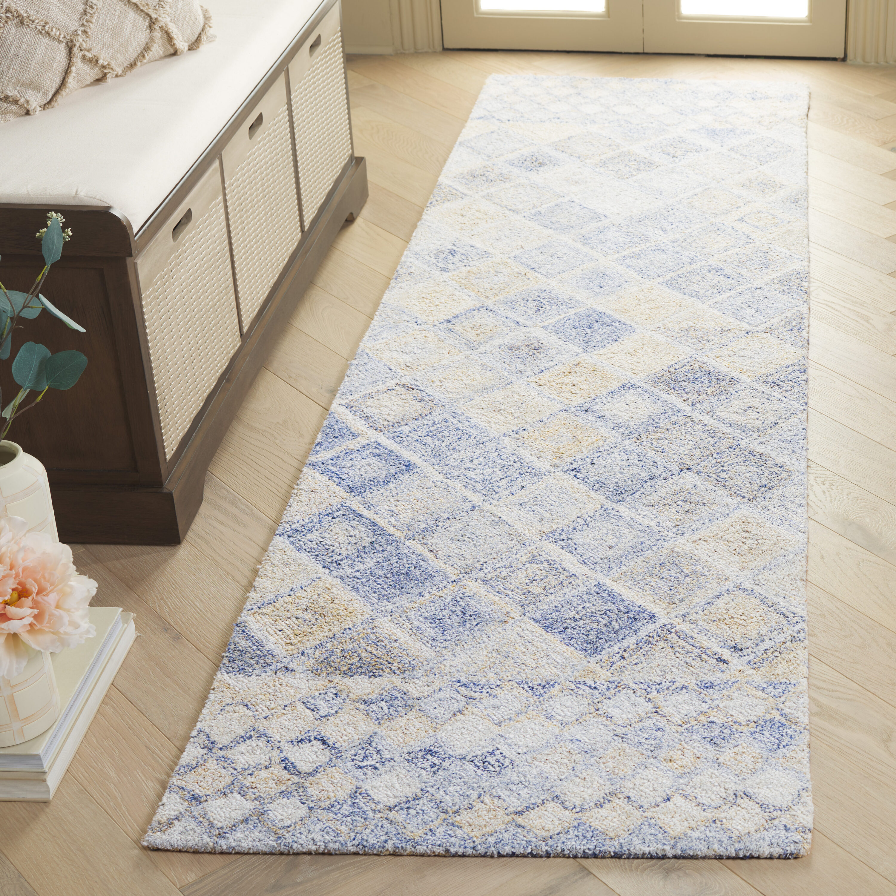  Abstract 212 Blue/Gray Contemporary 2ft-3in x 8ft Runner Rug