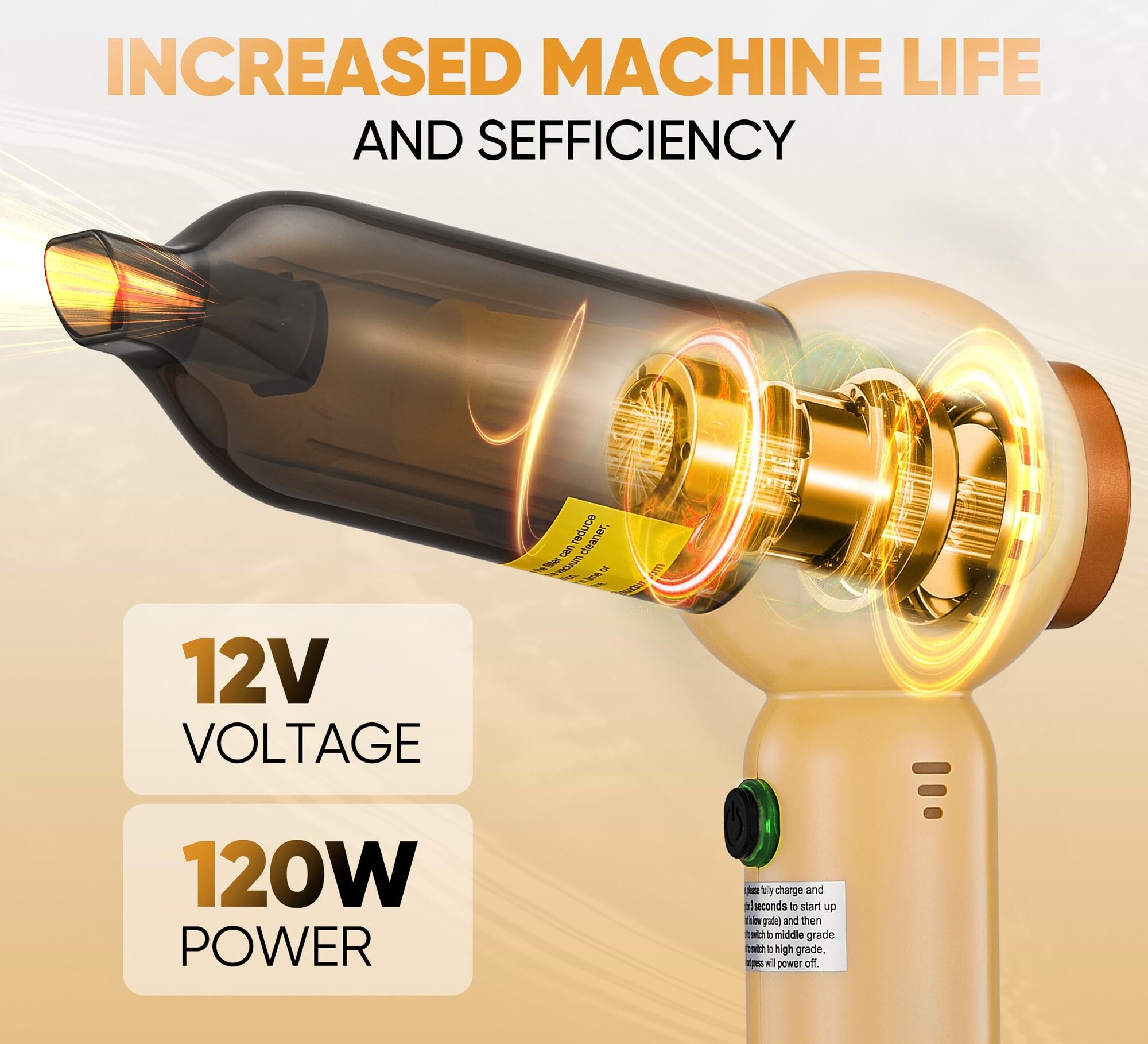 Anqtovp Cordless Handheld Vacuum Cleaner 18000PA Strong Suction 3 Speed ...