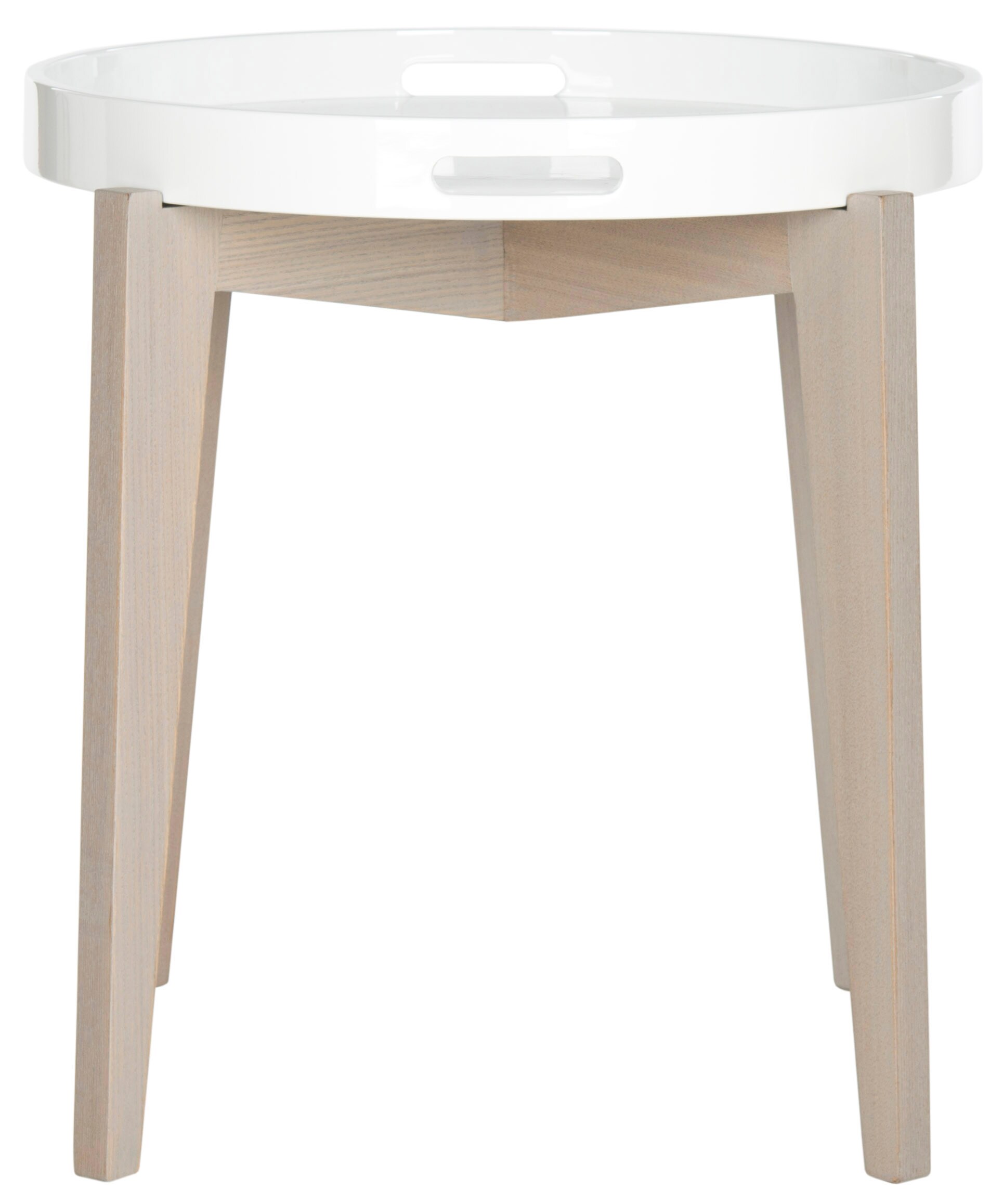 Safavieh FOX4202A Ben 19.6-in W x 21.3-in H White/Gray Wood Round Casual End Table Assembly Required