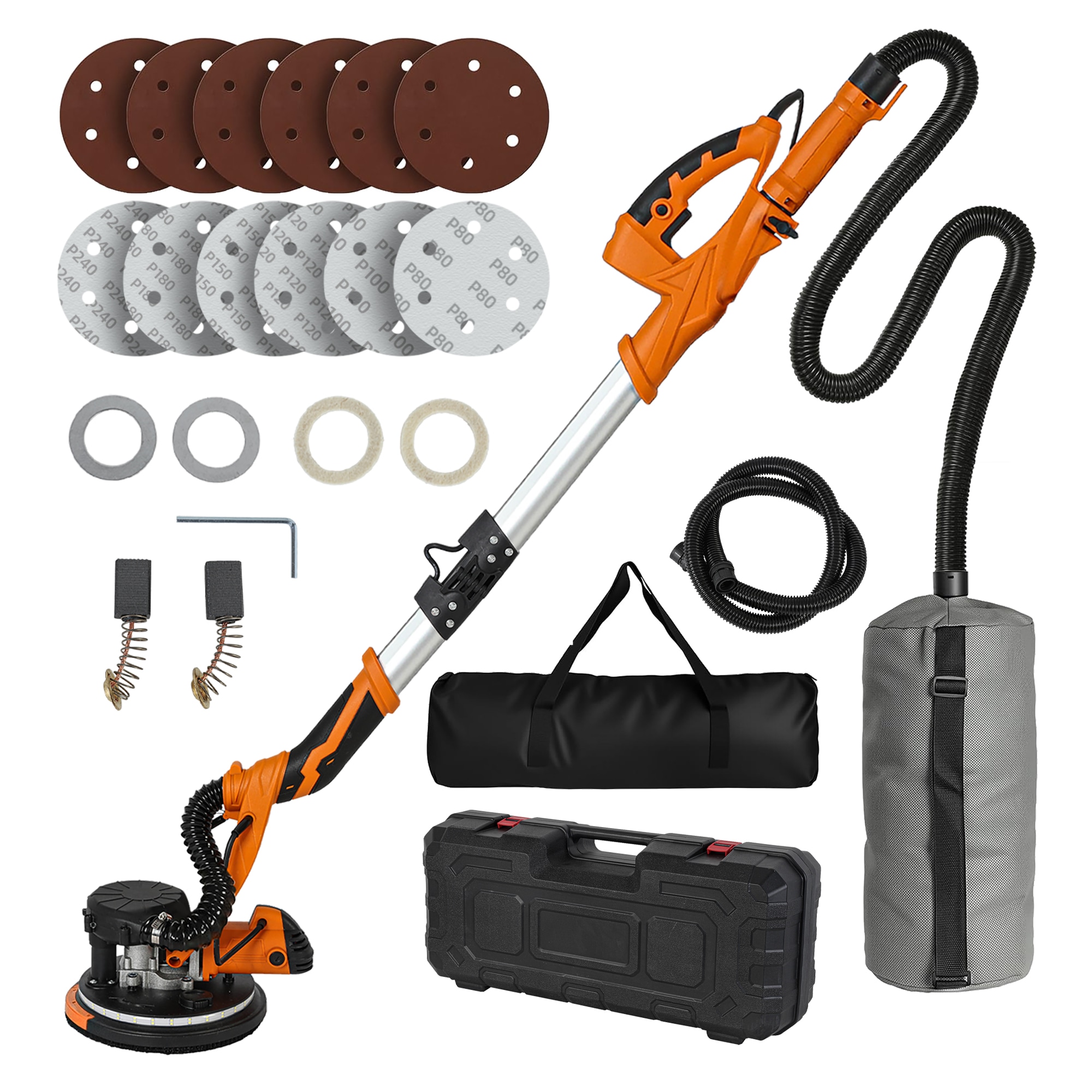 Tatayosi 120 Volt 7 Amp 6.7 Inch Variable Speed Drywall Sander Dust Management Orang #T-205DS-O