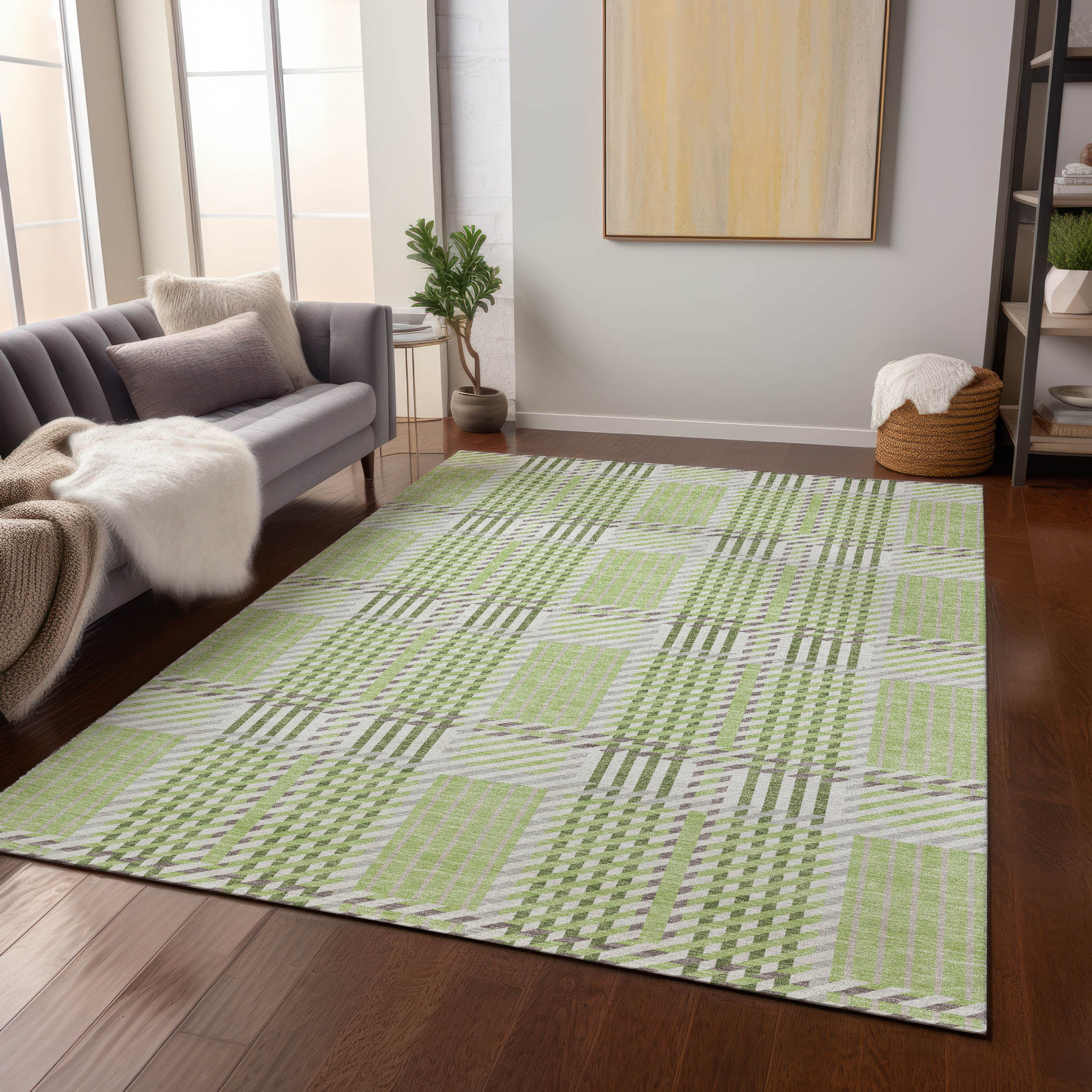 Addison Rugs ACN1000AL30X46 Chantille ACN1000AL 2 x 3 (ft) Polyester Aloe Rectangular Indoor/Outdoor Geometric Machine washable Area rug