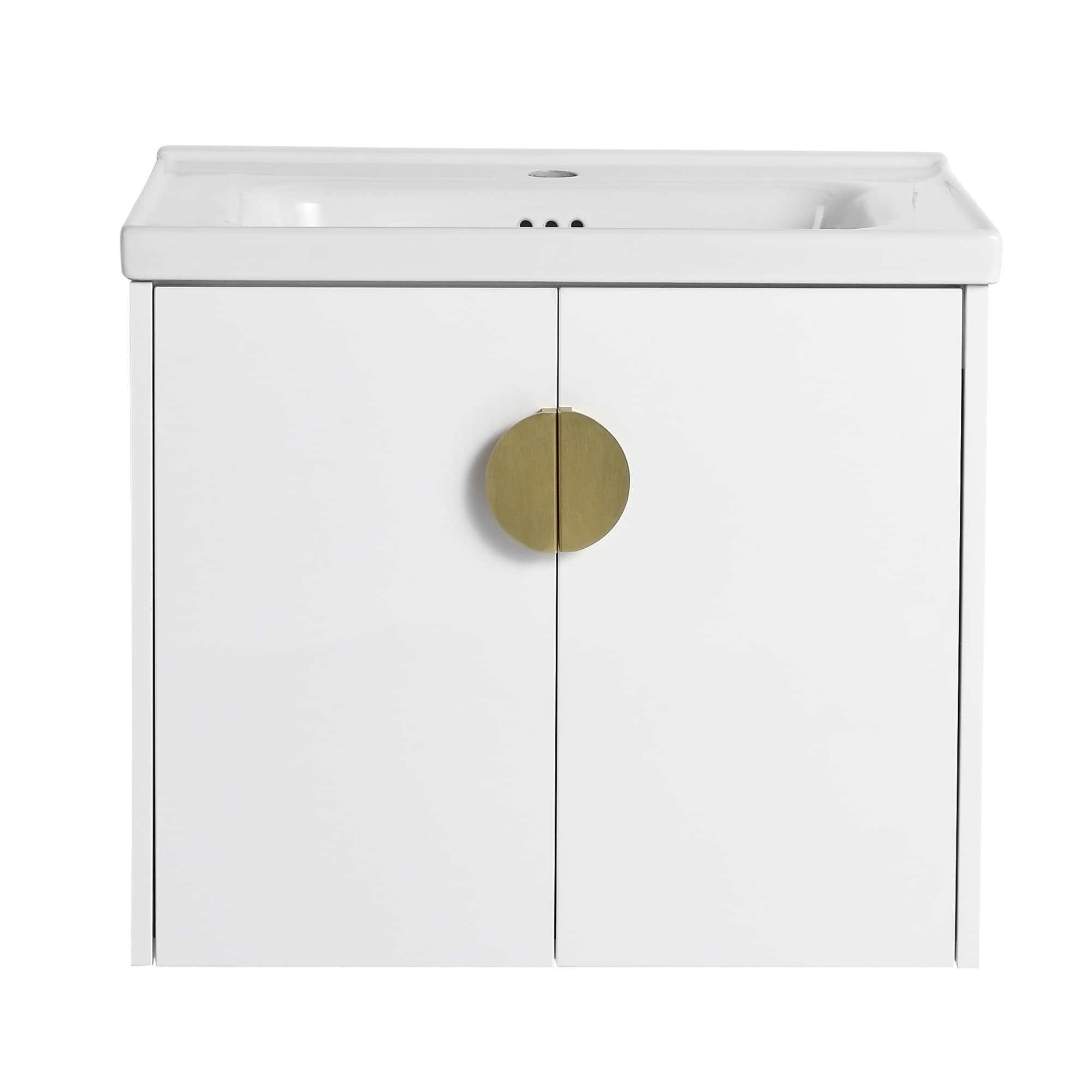Vanityfus - 24 Inch White Bathroom Vanity with Gel Sink Modern Bathroom Cabinet Wall Mounting Bat...