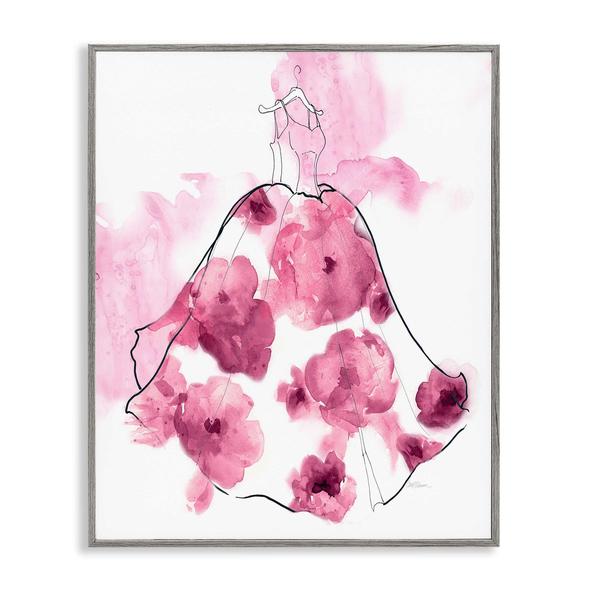 Stupell Industries BT-971-GFF-11X14 Alluring Flower Dress Abstraction Framed Giclee Art