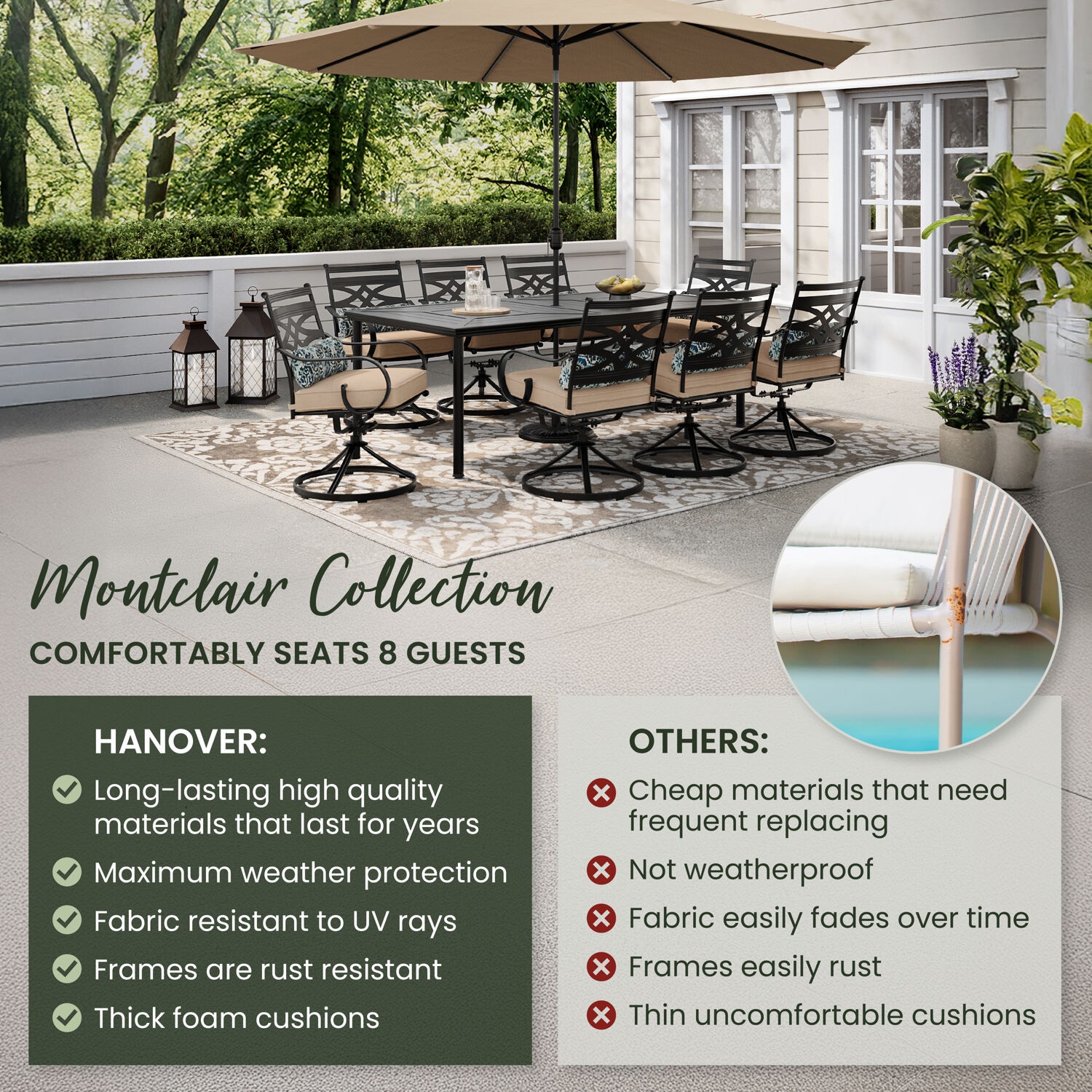 Hanover MCLRDN9PCSW8-SU-T Patio-Dining-Sets - View #4