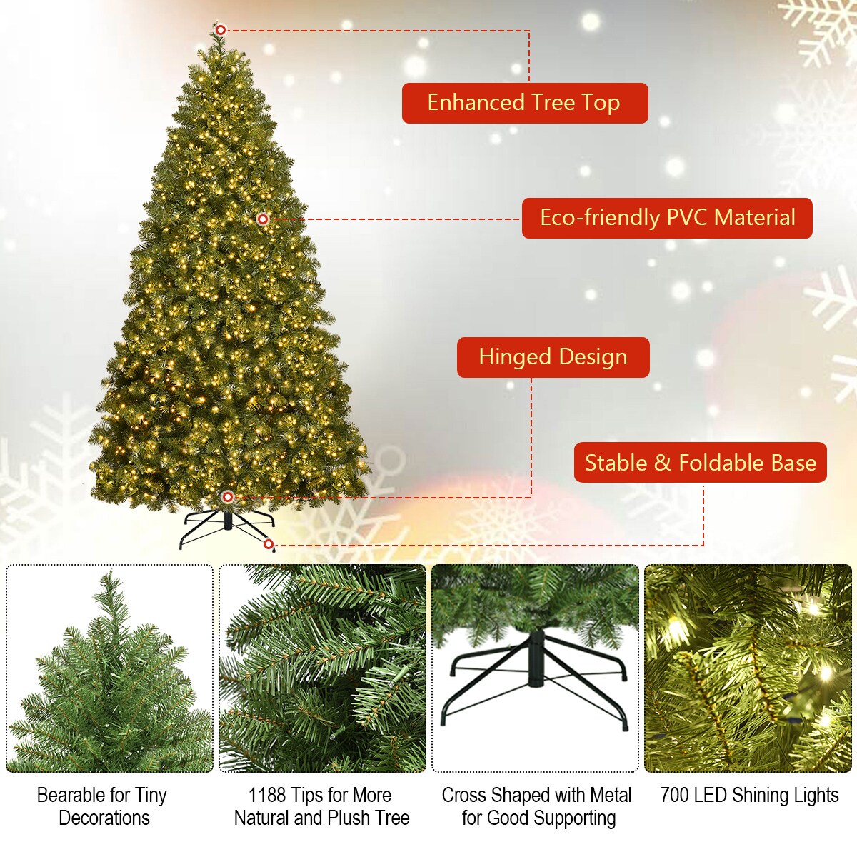 Costway CM20715 Artificial-Christmas-Trees - View #2