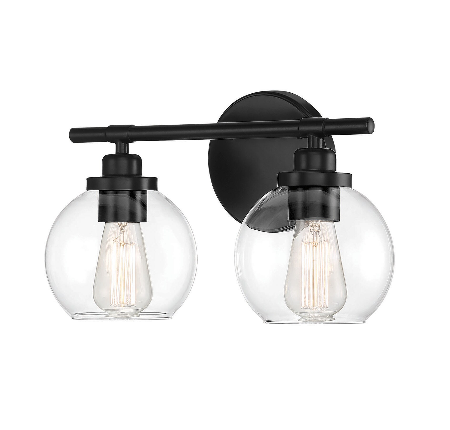 14-in 2-Light Matte Black Mid-century Vanity Light Bar at Lowes.com