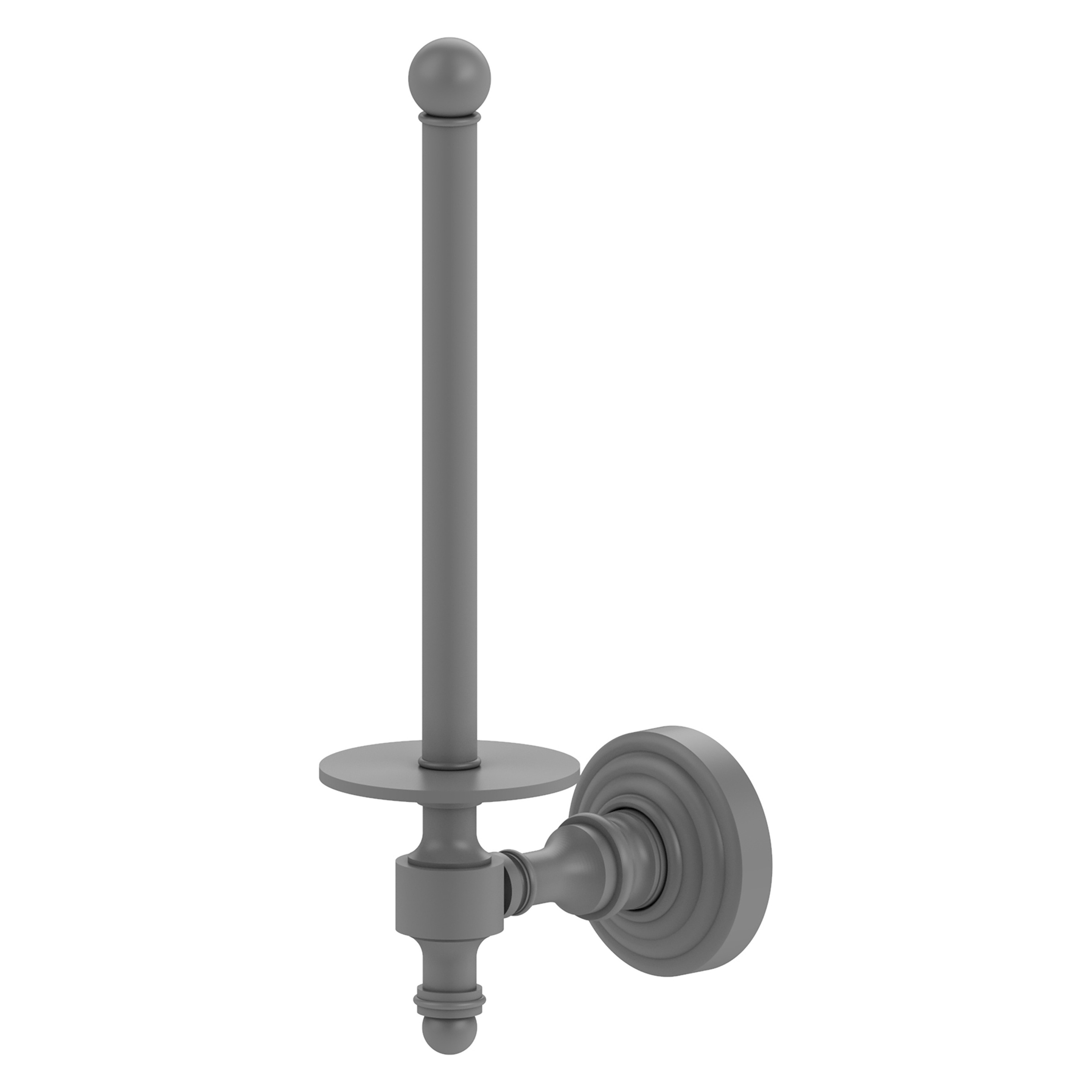 Allied Brass RW-24U-GYM Retro Wave Matte Gray Wall mount Single post Toilet Paper Holder 1 -Rolls with Storage