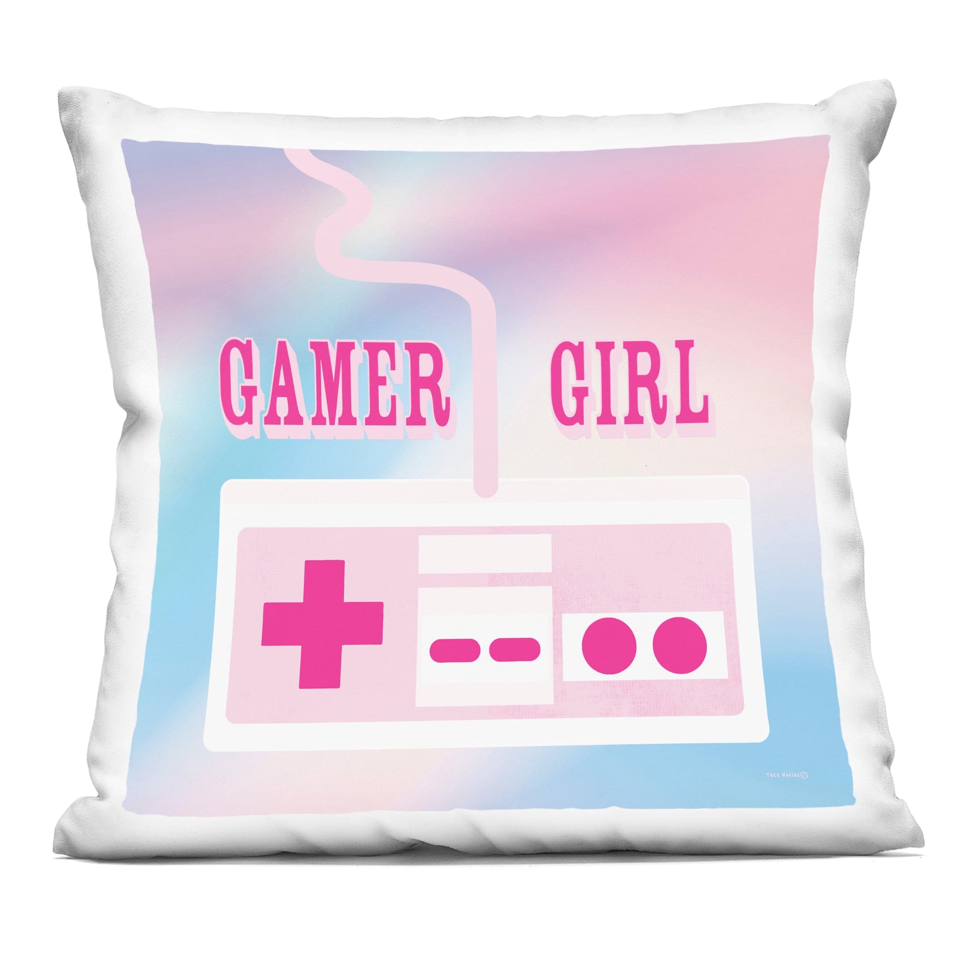 Stupell Industries -  Pastel Gamer Girl Controller Decorative Printed Pillow Design by Yass Naffa...