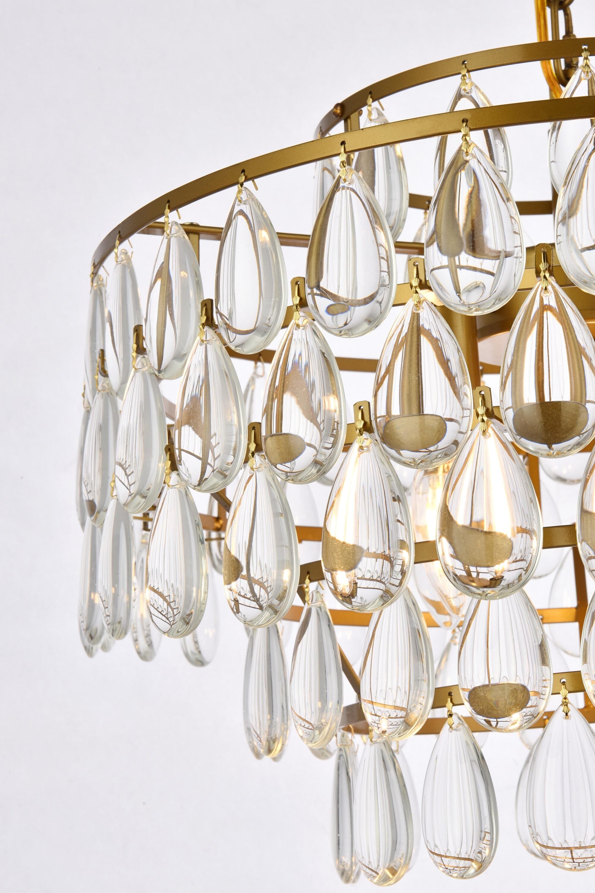 Elegant Brass and Crystal 5-Light Pendant Chandelier