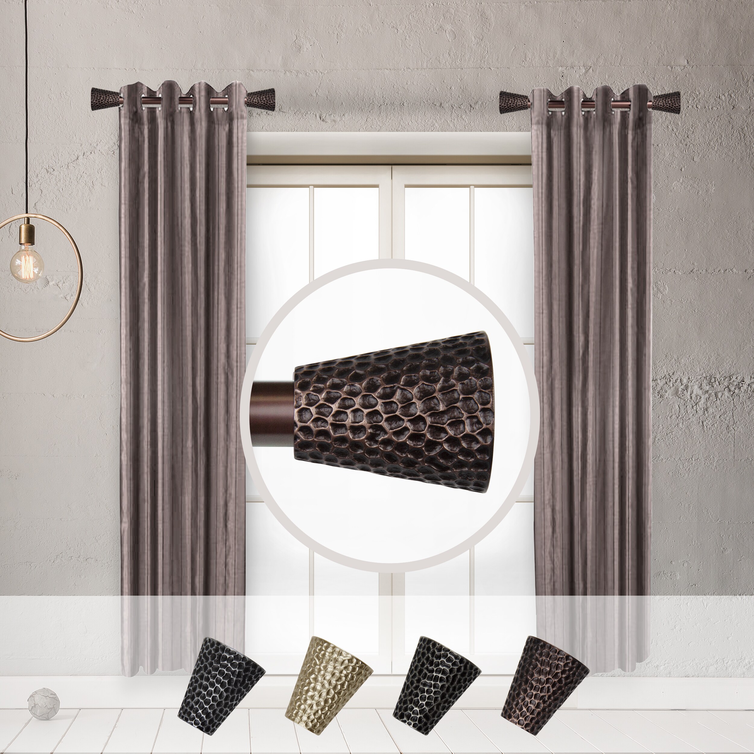 Hart & Harlow L-SIDE100-38-9 Hollie 1-in 12-in to 20-in Bronze Steel Side curtain rod with Finials
