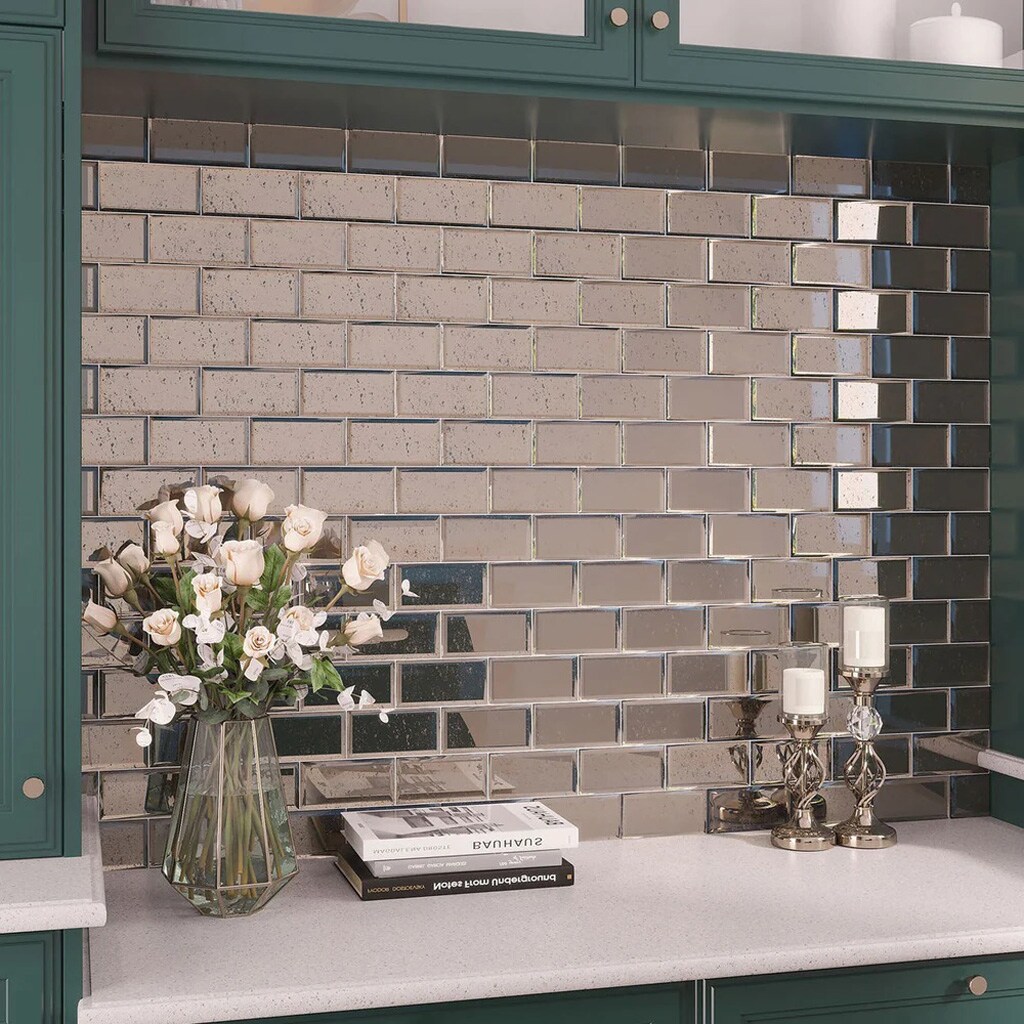Apollo Tile Glister Antique Silver 3-in x 6-in Polished Glass Wall Tile (5-sq. ft/ Carton)