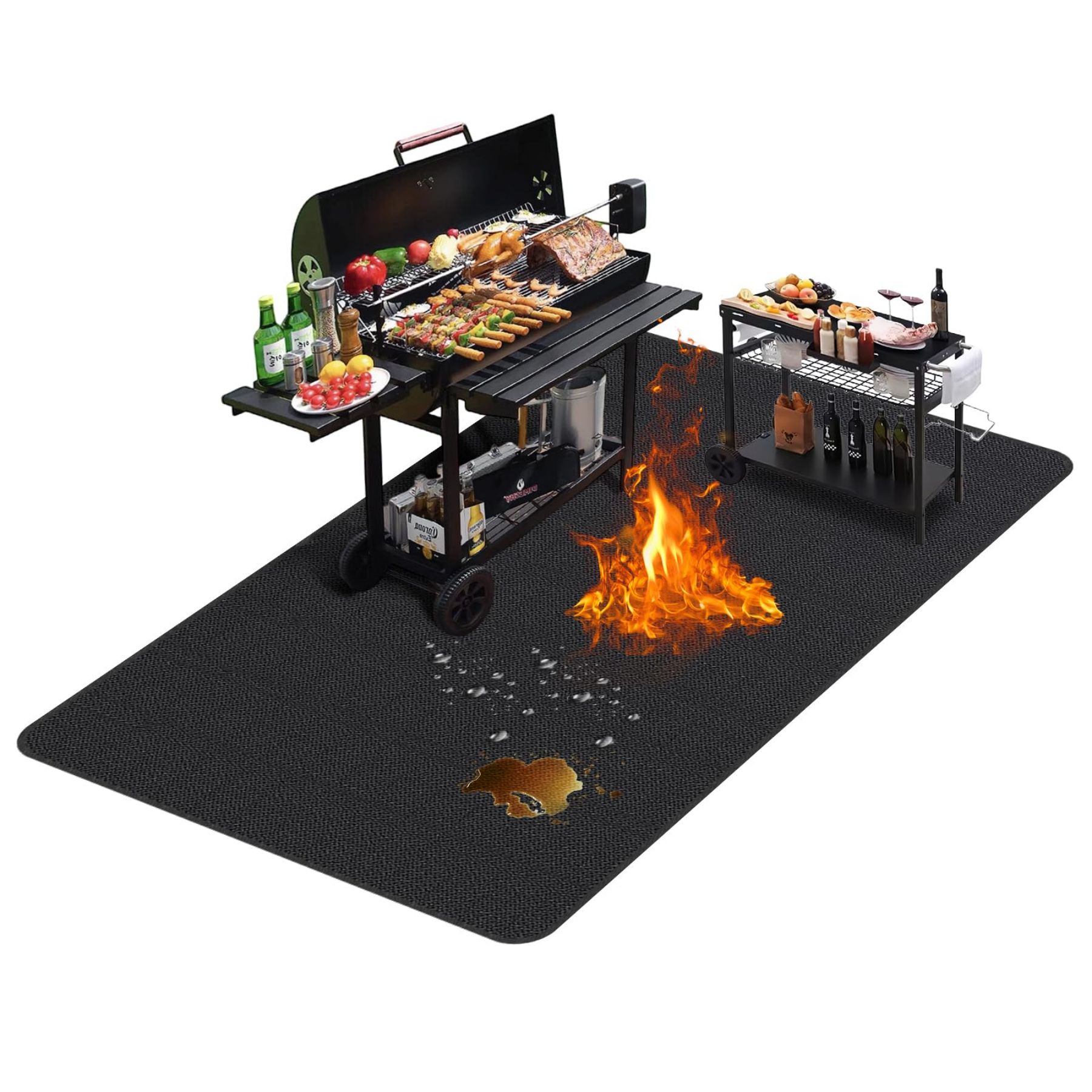 Maocao Hoom JLH5Q3B8 Black Vinyl Rectangular Grill Mat