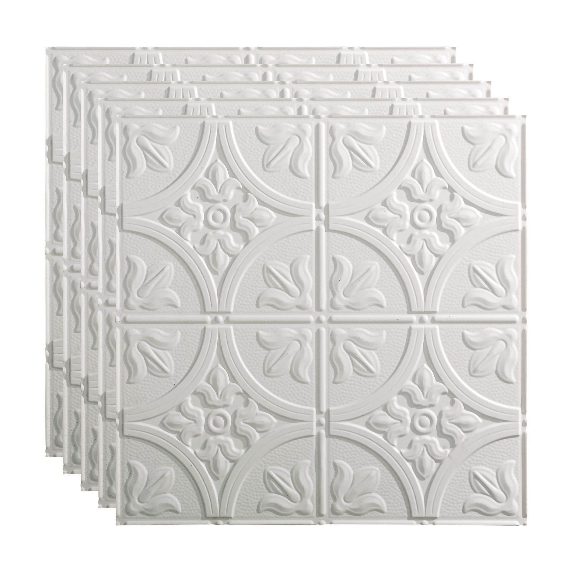 Fasade Traditional 2 24-in X 24-in 5-pack Matte White Patterned 15 16 