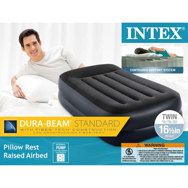 Intex Dura Beam Pillow Rest Pvc Twin, Intex Double High Twin Air Bed