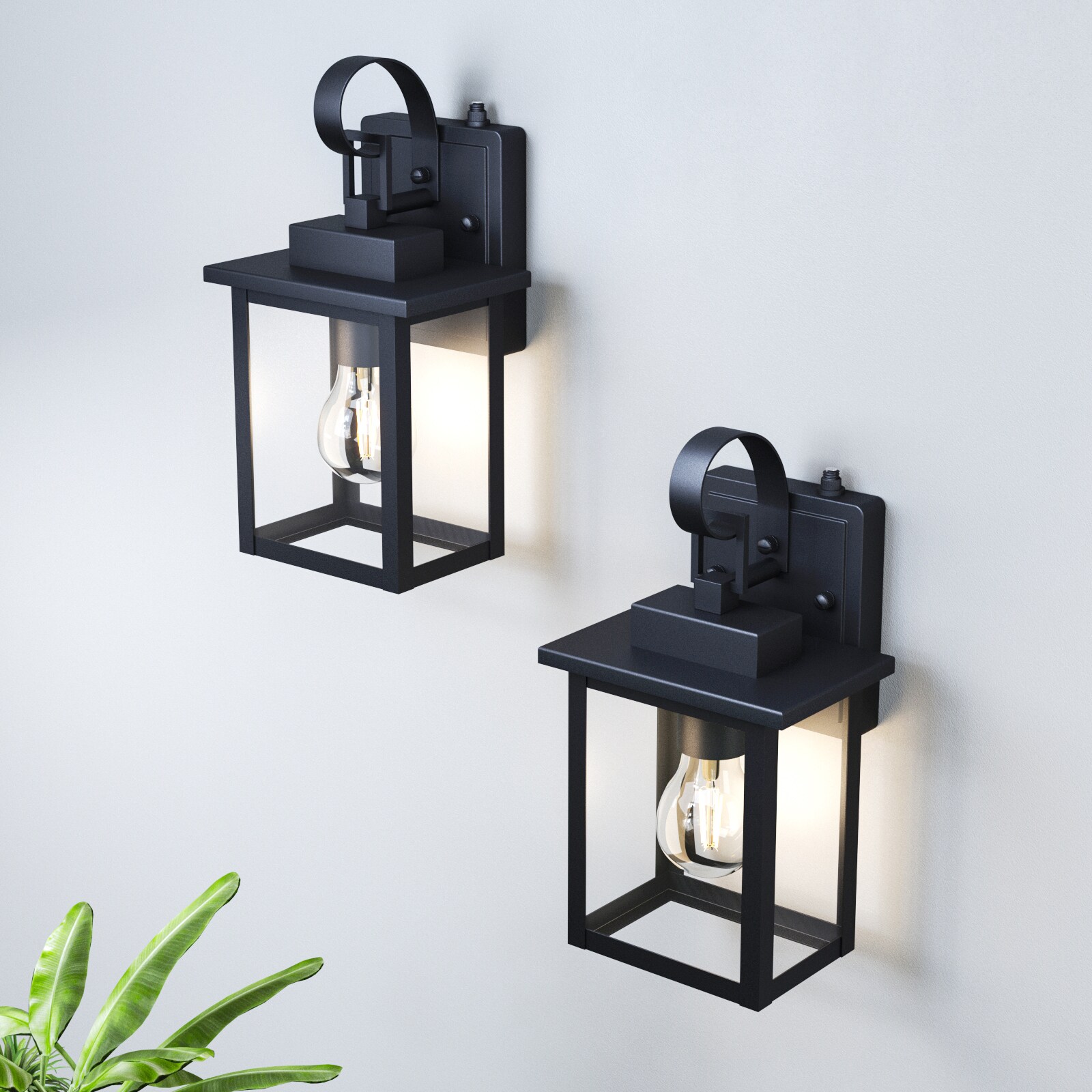 Matte Black Dimmable Outdoor Wall Sconce with Clear Glass
