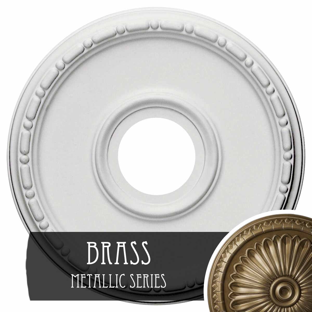 Ekena Millwork CM16MEBRS Medea 16.5-in W x 16.5-in L Painted Brass Polyurethane Whole Ceiling Medallion