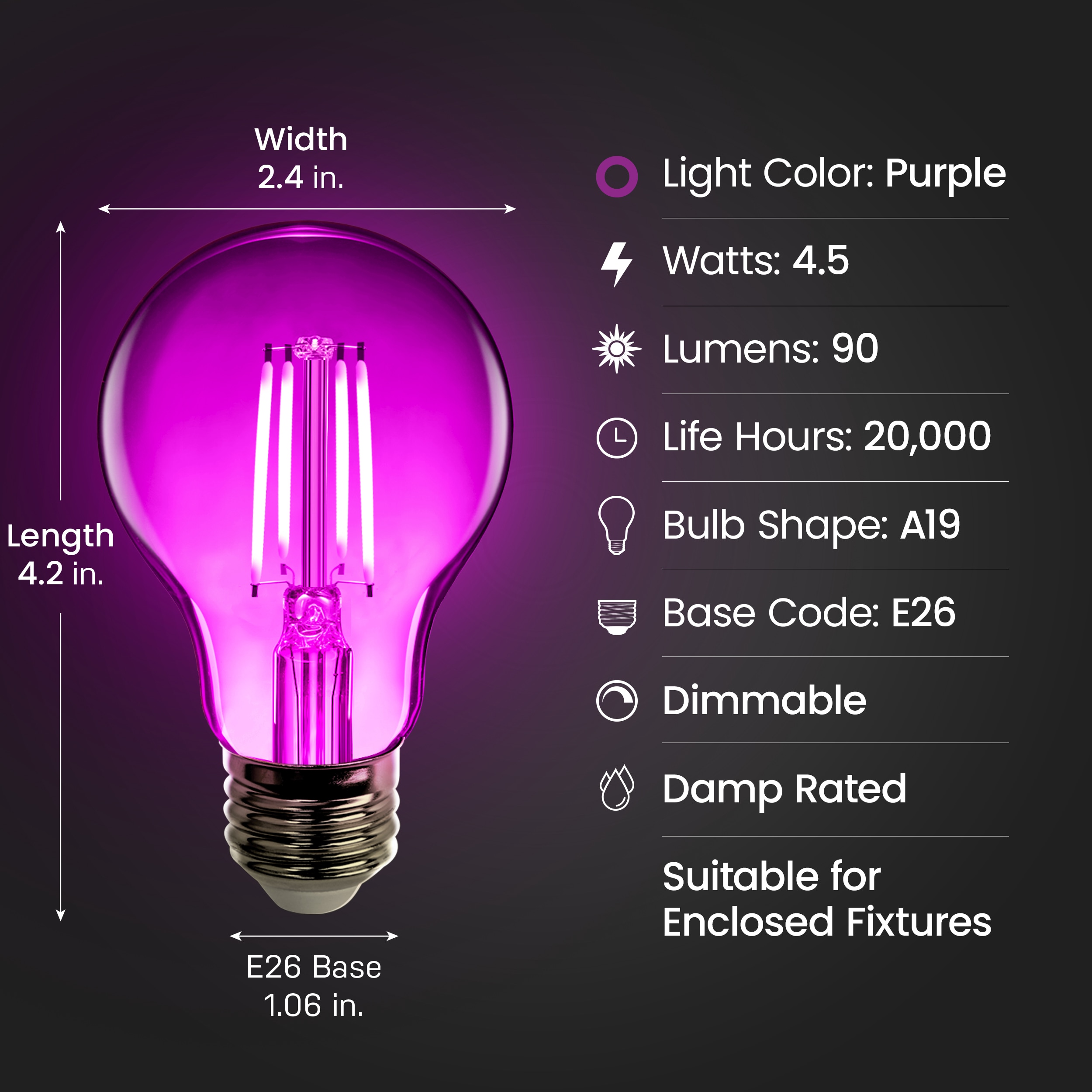 Feit Electric A19/TP/LED Dec-Led-Light-Bulbs - View #4