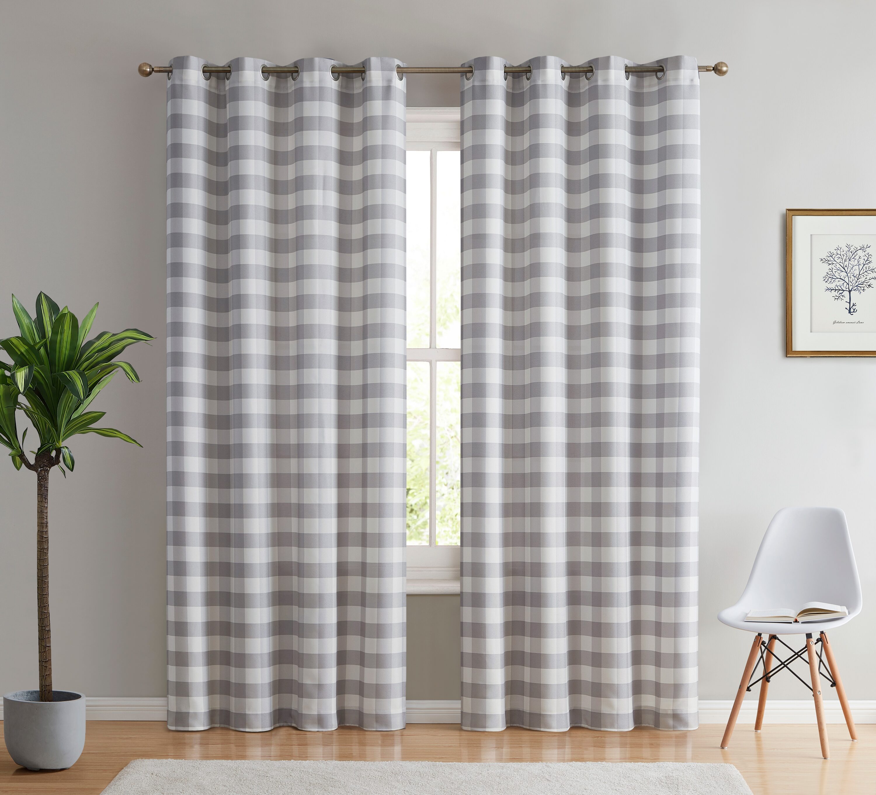 HLC.me 84-in Dove Grey Light Filtering Grommet Curtain Panel Pair in ...