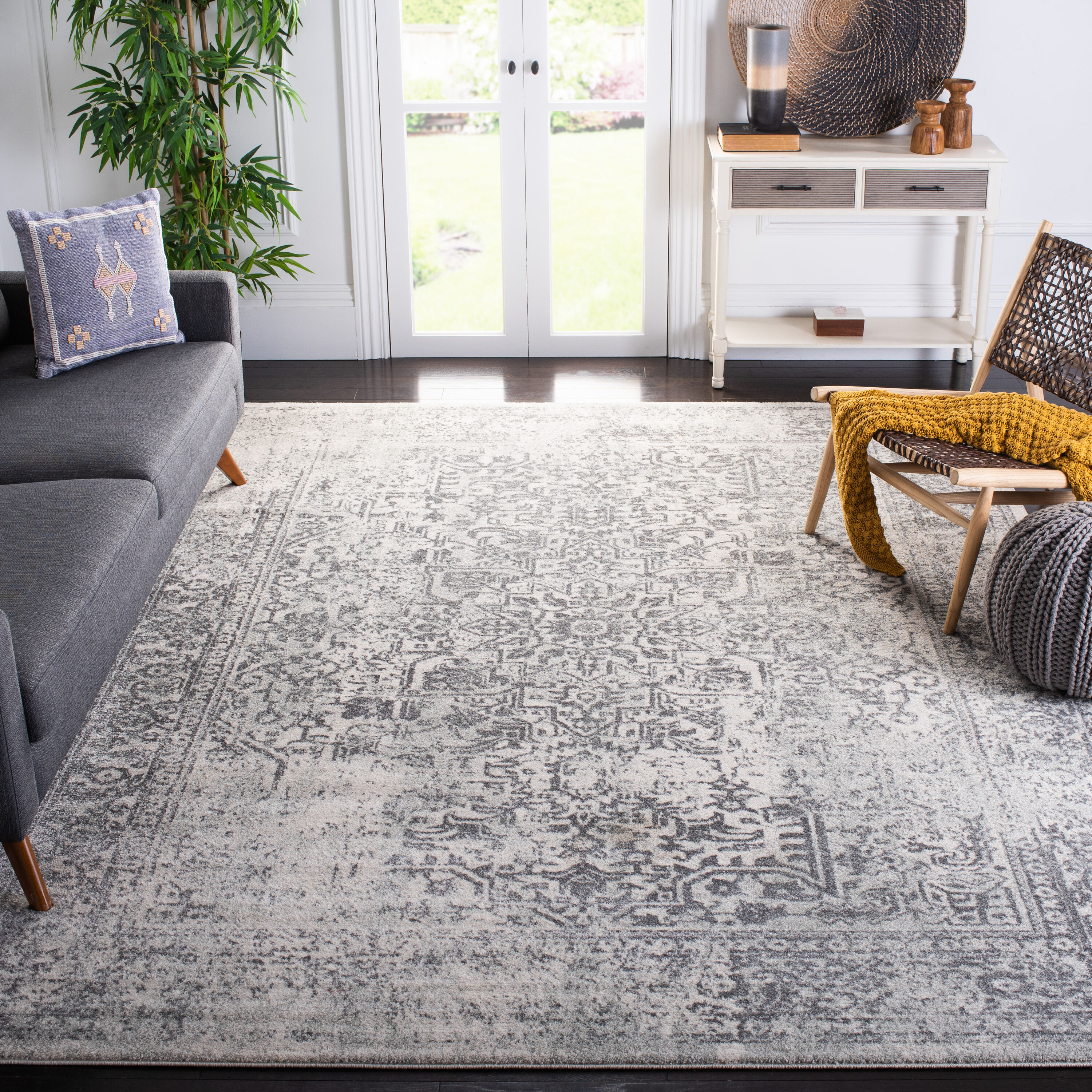 Evoke 256F Ivory Grey Traditional Large Rectangle 9ft x 12ft Rug