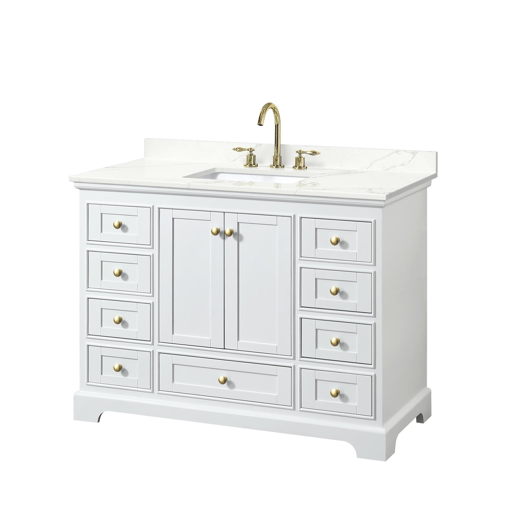 Wyndham Collection WCS202048SWGGTUS3MXX Deborah 48-in White Undermount Single Sink Bathroom Vanity with Giotto Quartz Top