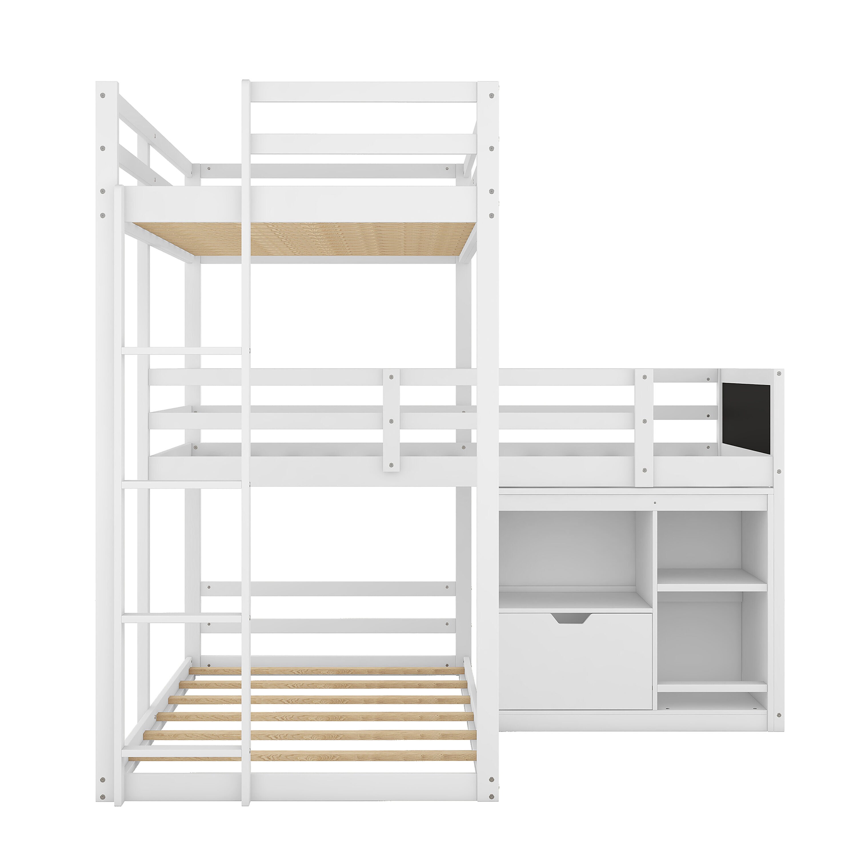 ModernLuxe Contemporary Twin L-Bunk Bed with Integrated Ladder and ...