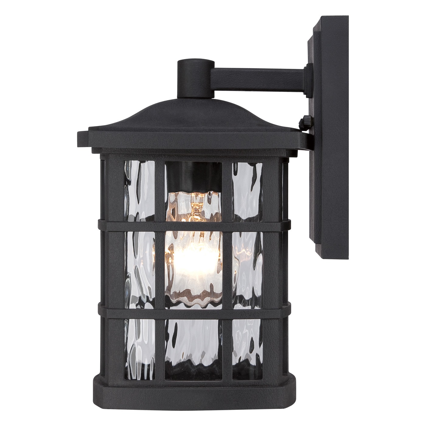 Mystic Black and Bronze Outdoor Wall Lantern with Clear Water Glass