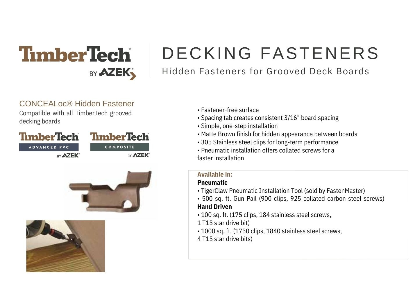 TimberTech CLOCFAST Hidden-Deck-Fasteners - View #5