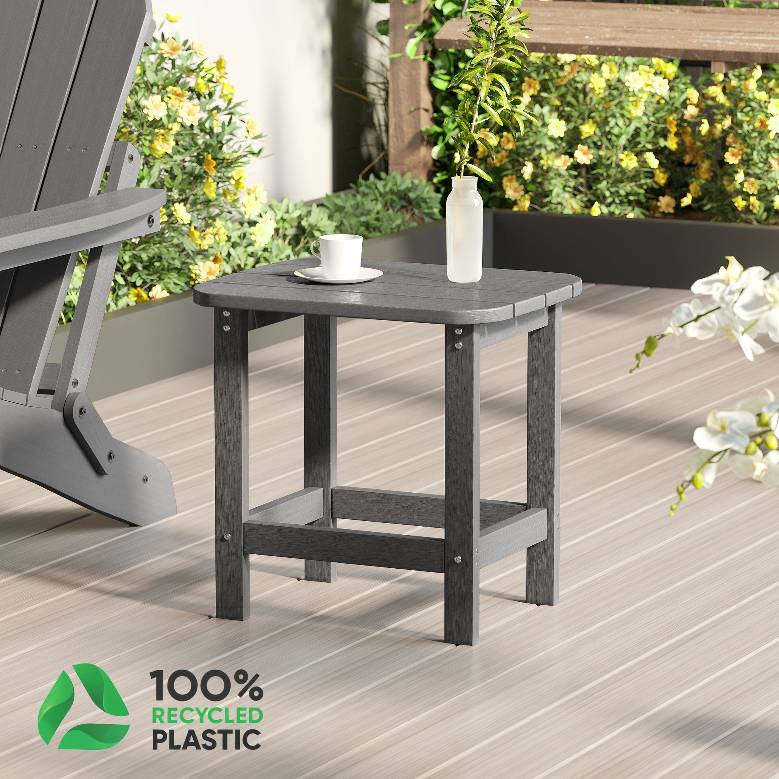 ACEGOSES LW-ETA-E13GY Patio End Table Rectangle Outdoor End 15-in W x 18.7-in L