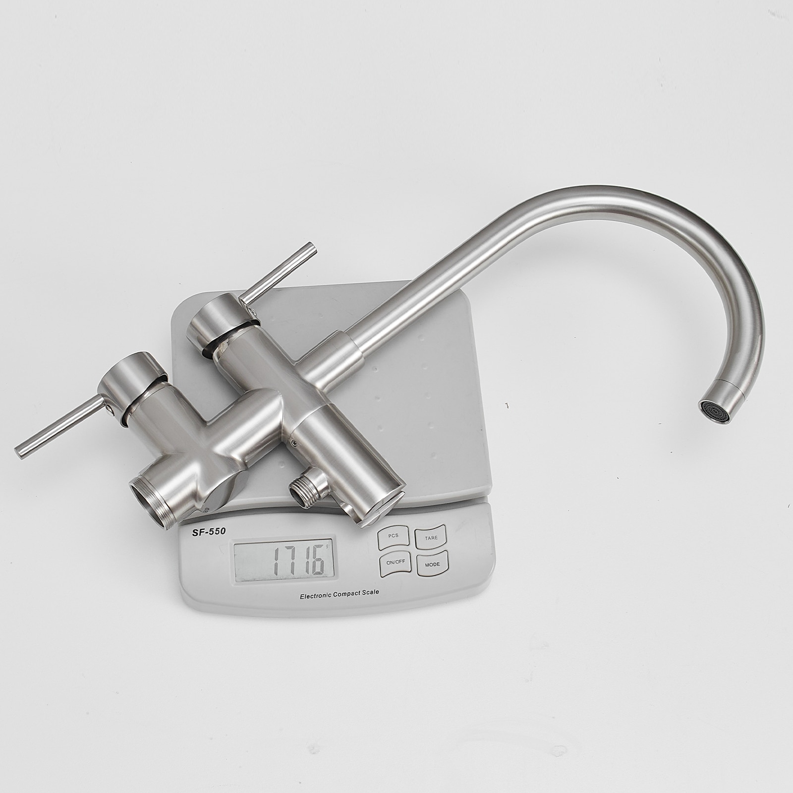 Brushed Nickel Freestanding Tub Filler with Hand Shower