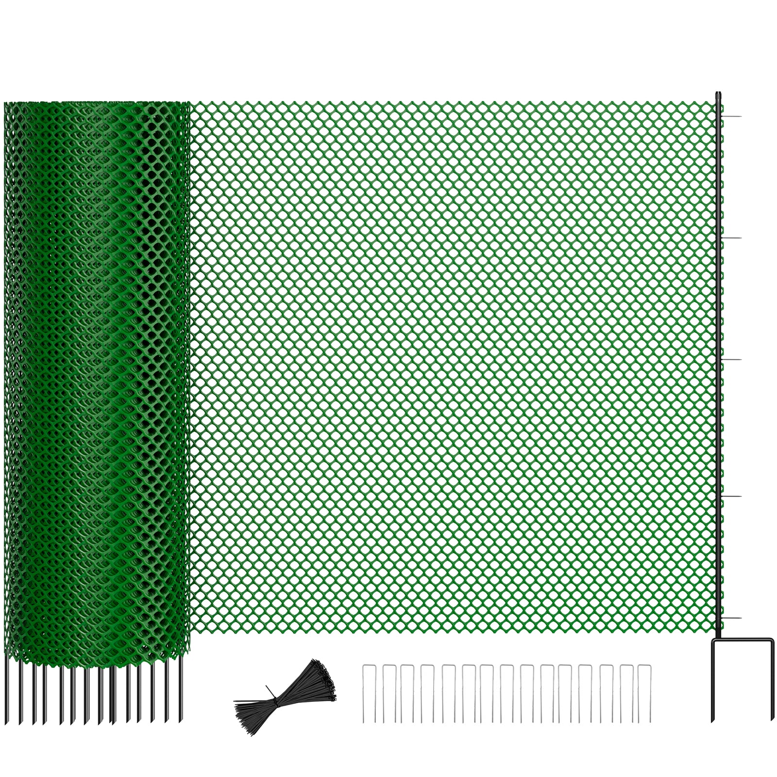 MOONCOOL  39.4 in x 82 ft Garden Mesh Fence Temporary Outdoor Plastic Netting Animal Barrier for Backyard Dog Poultry and Pet Protection Green Diamond