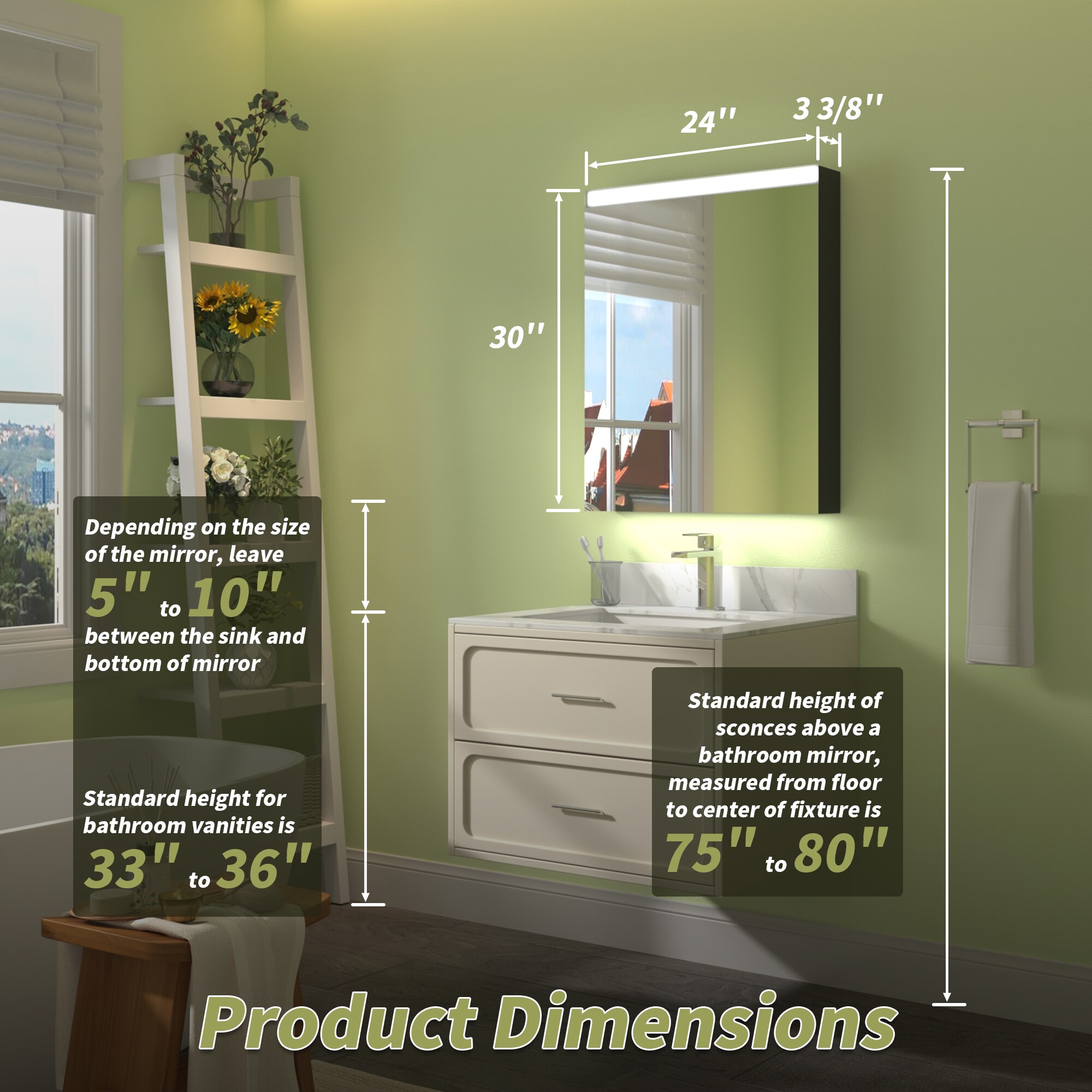 ExBrite Bathroom Light Narrow Medicine Cabinets with Vanity Mirror Recessed  or Surface 20 x 32 Inch 