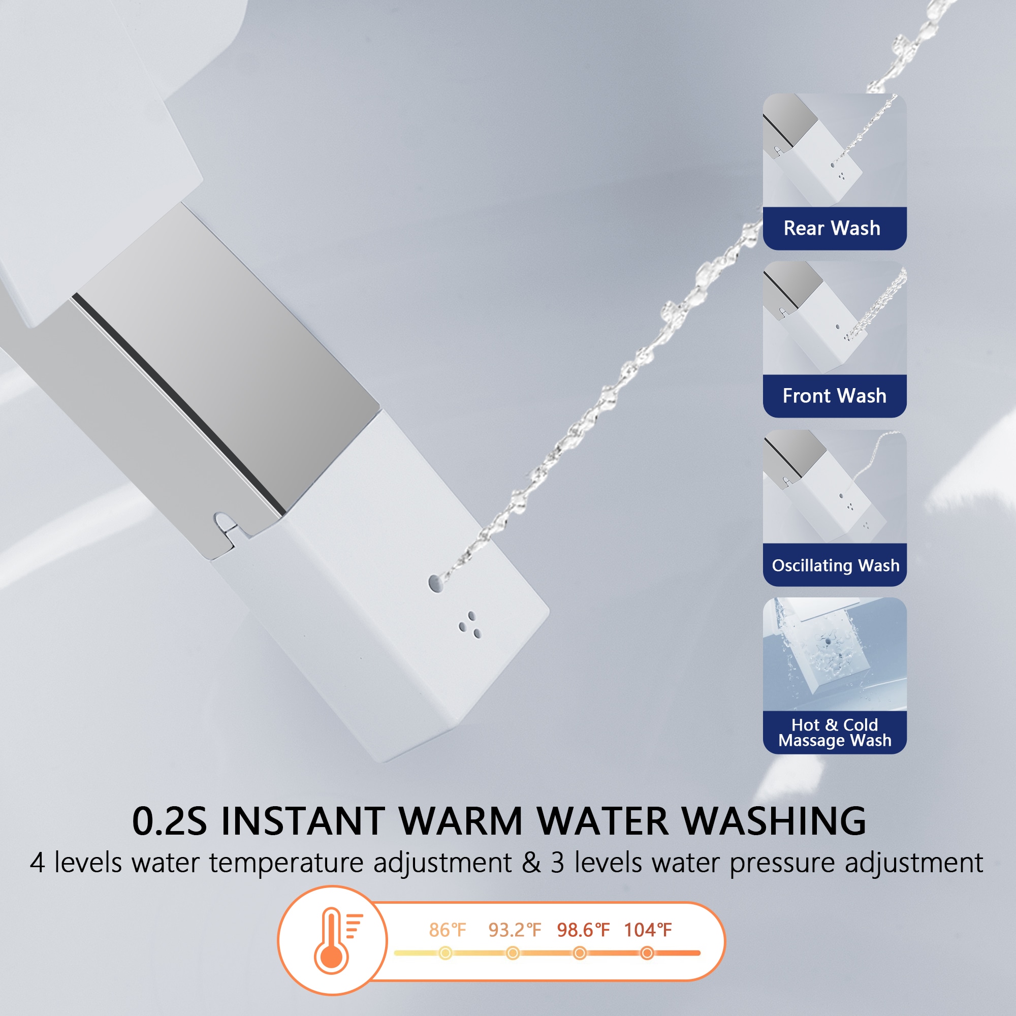 Elongated White Smart Toilet with Heated Seat and Warm Wash