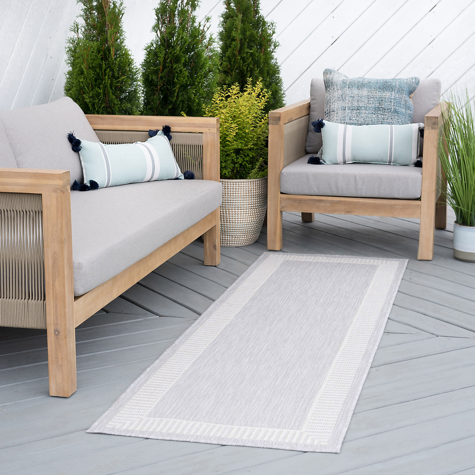 Tayse ECO1104 2X8 Eco 2 x 8 (ft) Flatweave Polypropylene Gray Rectangular Indoor/Outdoor Coastal Runner rug