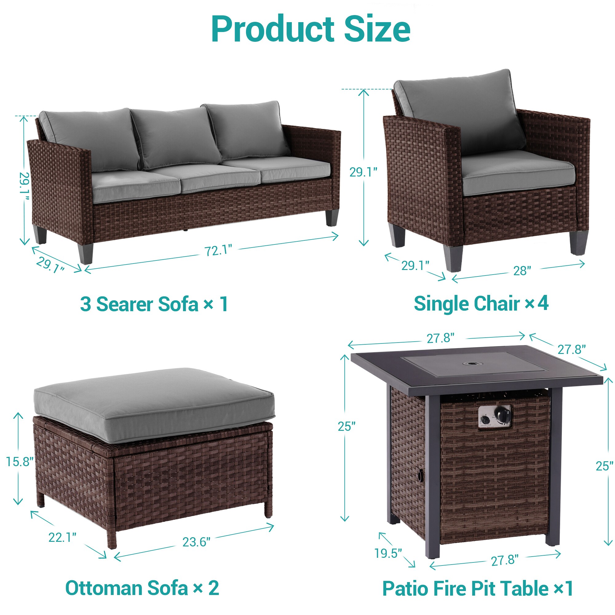 Sonkuki SD-PS-115BGY-S2T4 Patio-Conversation-Sets - View #2