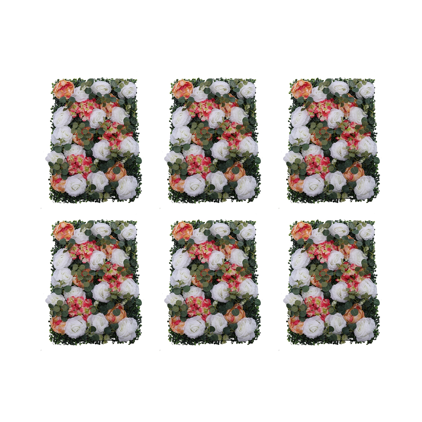 CNCEST CF-ZJ9311-089 23.6-Inches W x 15.7-Inches H 6 PCS White-Pink Rose Wedding Party Flower Panels Rose Garden Trellis
