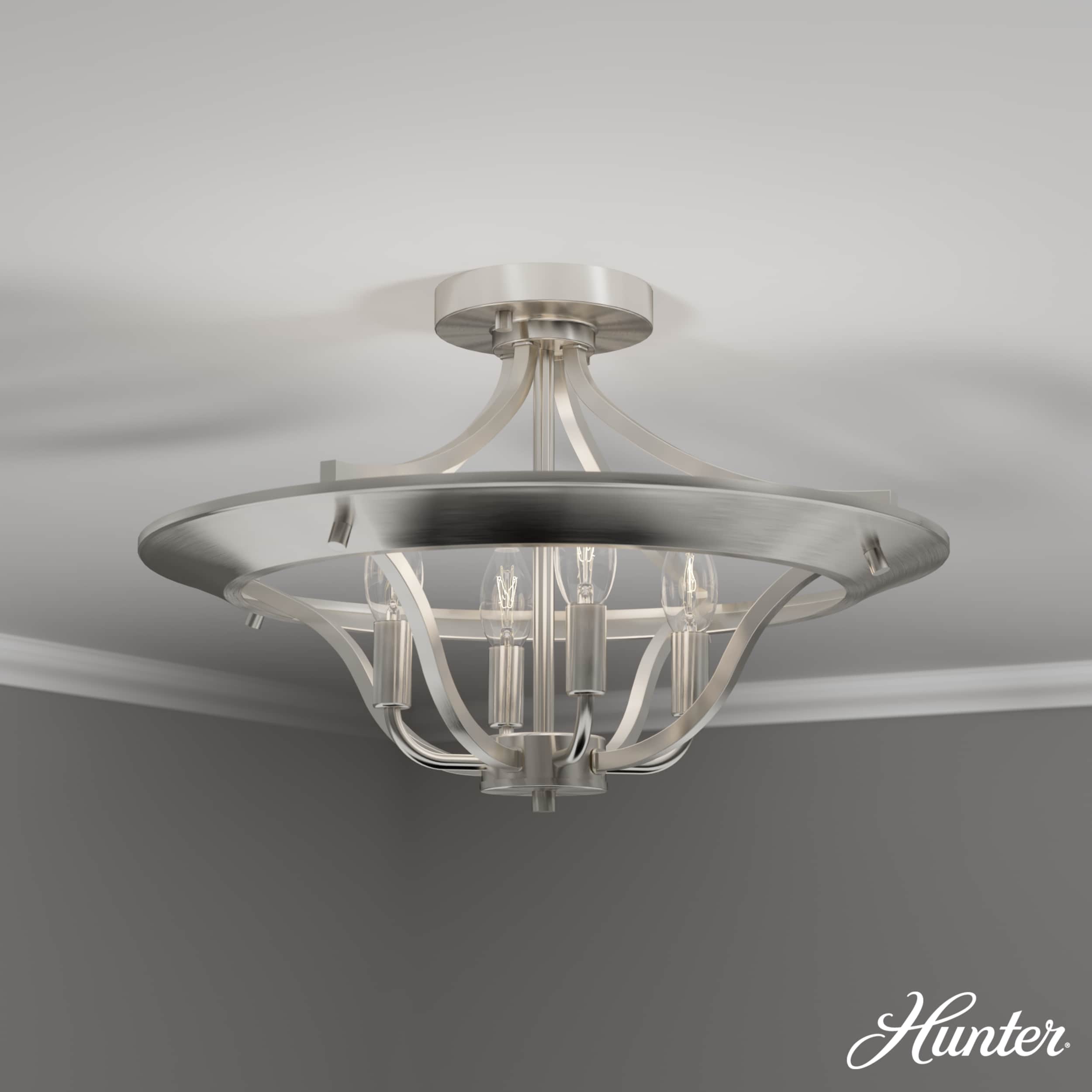 Perch Point Brushed Nickel 4-Light LED Semi-Flush Mount