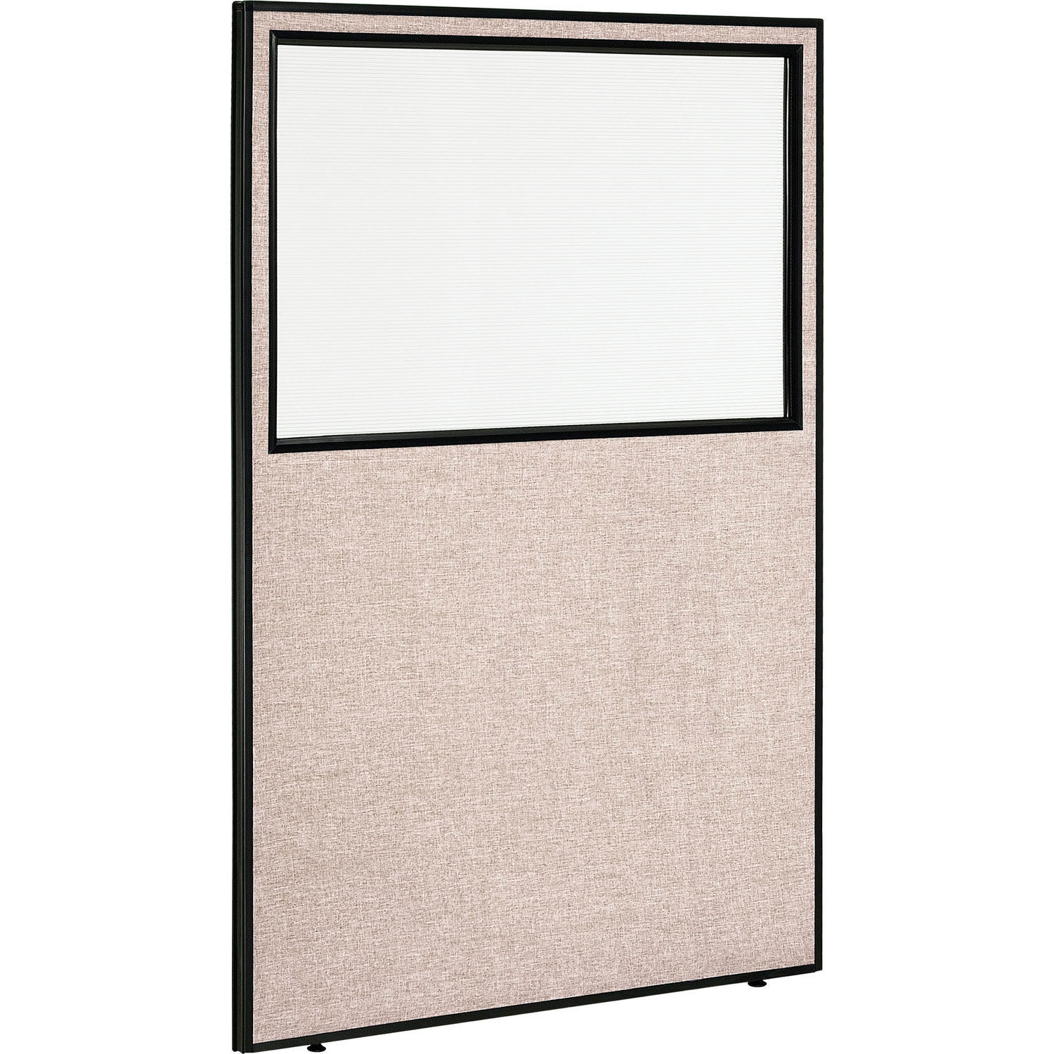 Global Industrial 695789WTN Office Partition Panel With Partial Window 48-14-inW x 96-inH Tan