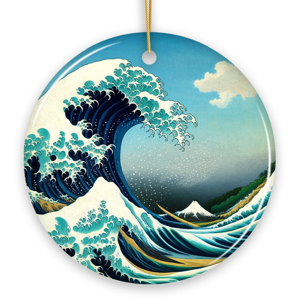 OrnamentallyYou 1883 Hokusai The Great Wave off Kanagawa Ceramic Ornament Famous Painting Souvenir And Decor