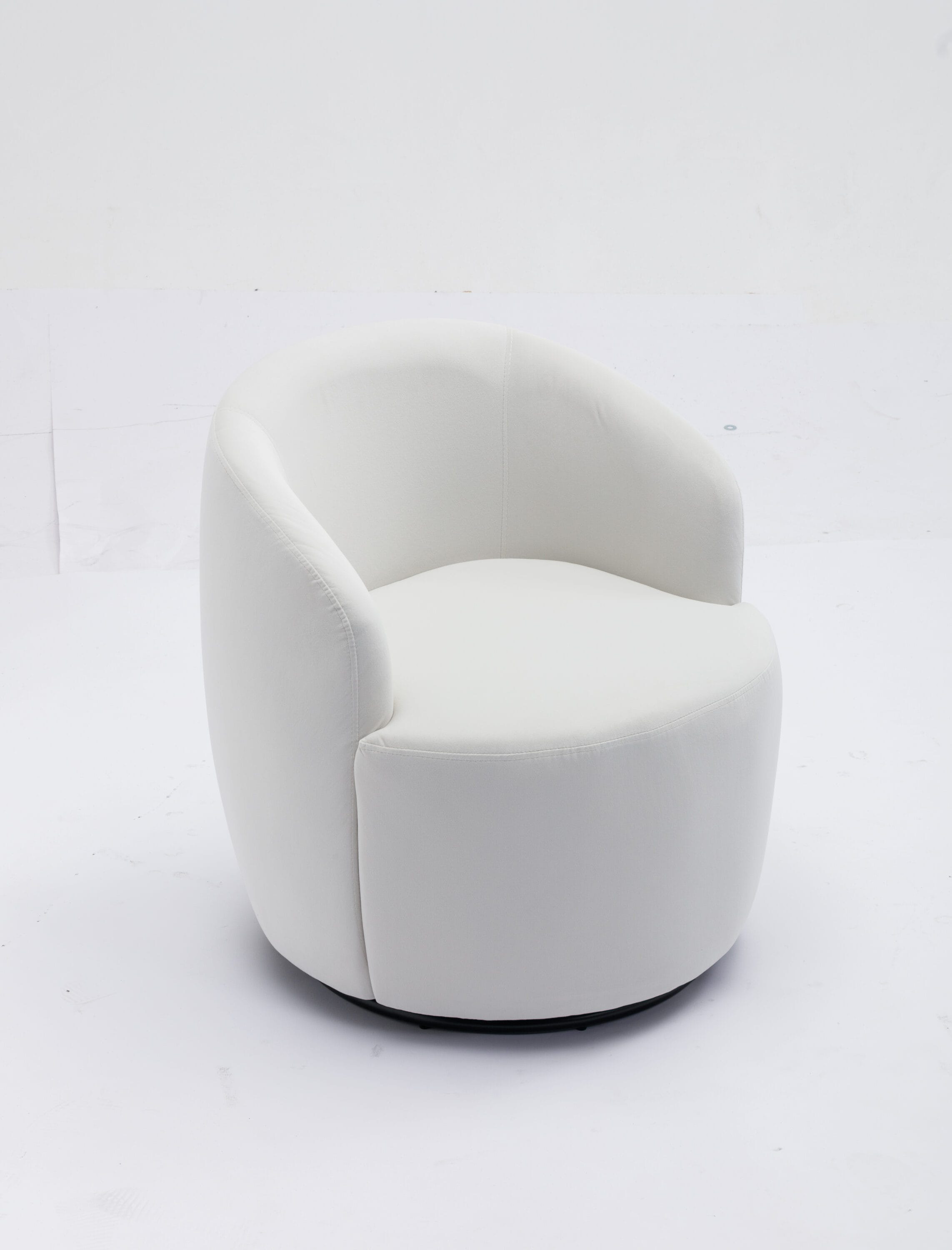 Damerin CXZ-16 Modern White Velvet Swivel Barrel Chair