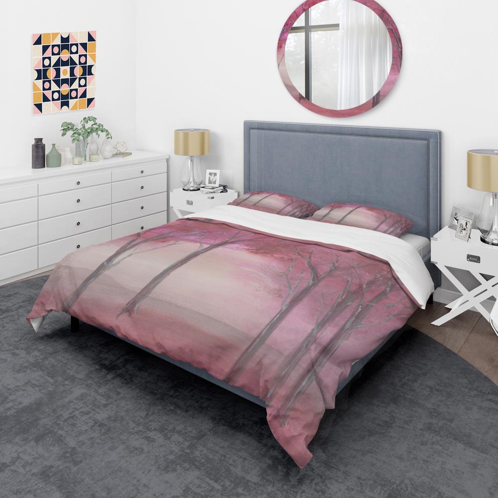 Designart BED30375-Q 3 -Piece Pink Queen Duvet cover Set