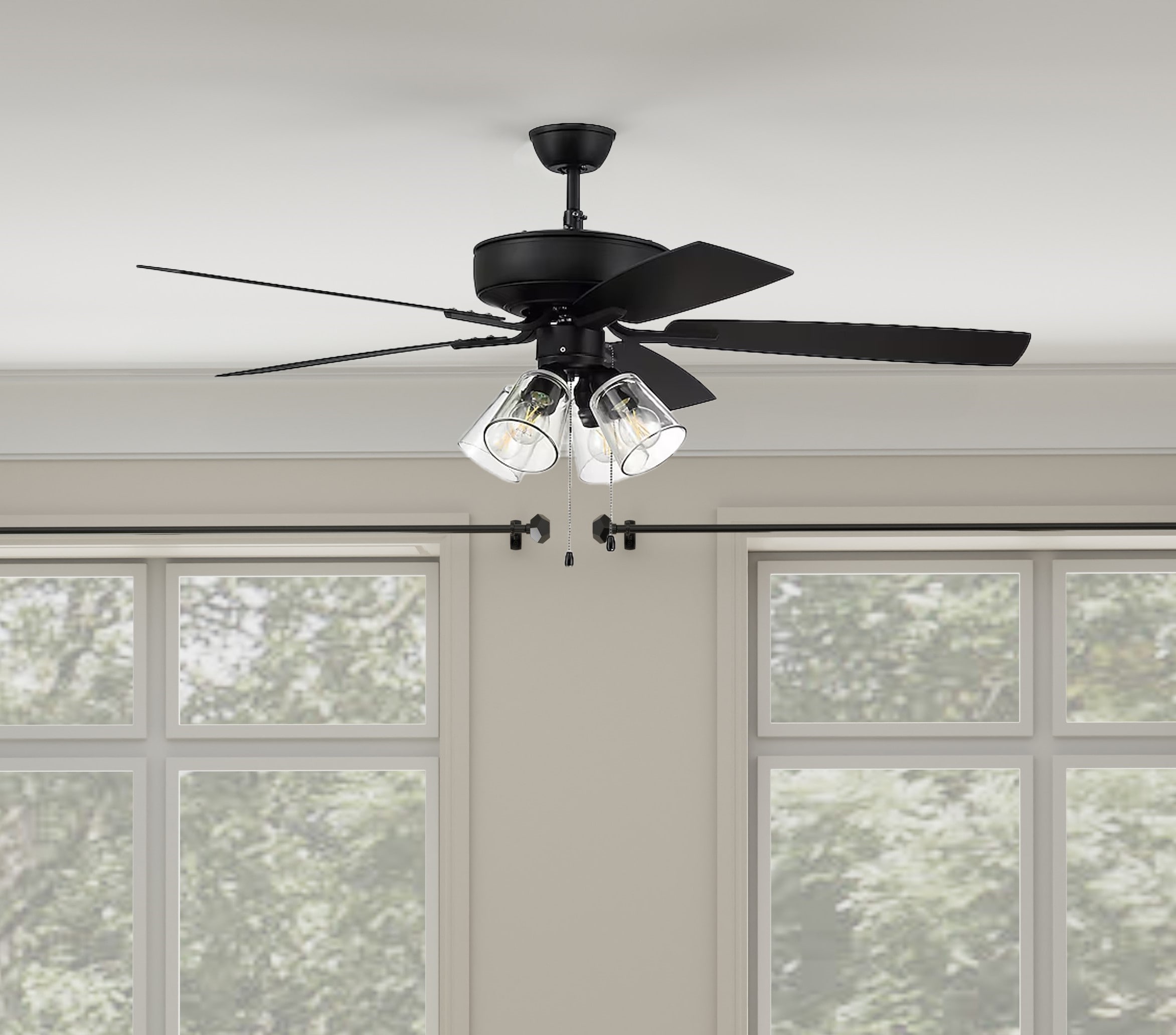Craftmade P104FB5-52FBGW Pro Plus 104 52-in Flat Black with Flat Black/Grey Wood Blades Ceiling Fan With Light ( 5 -Blade )